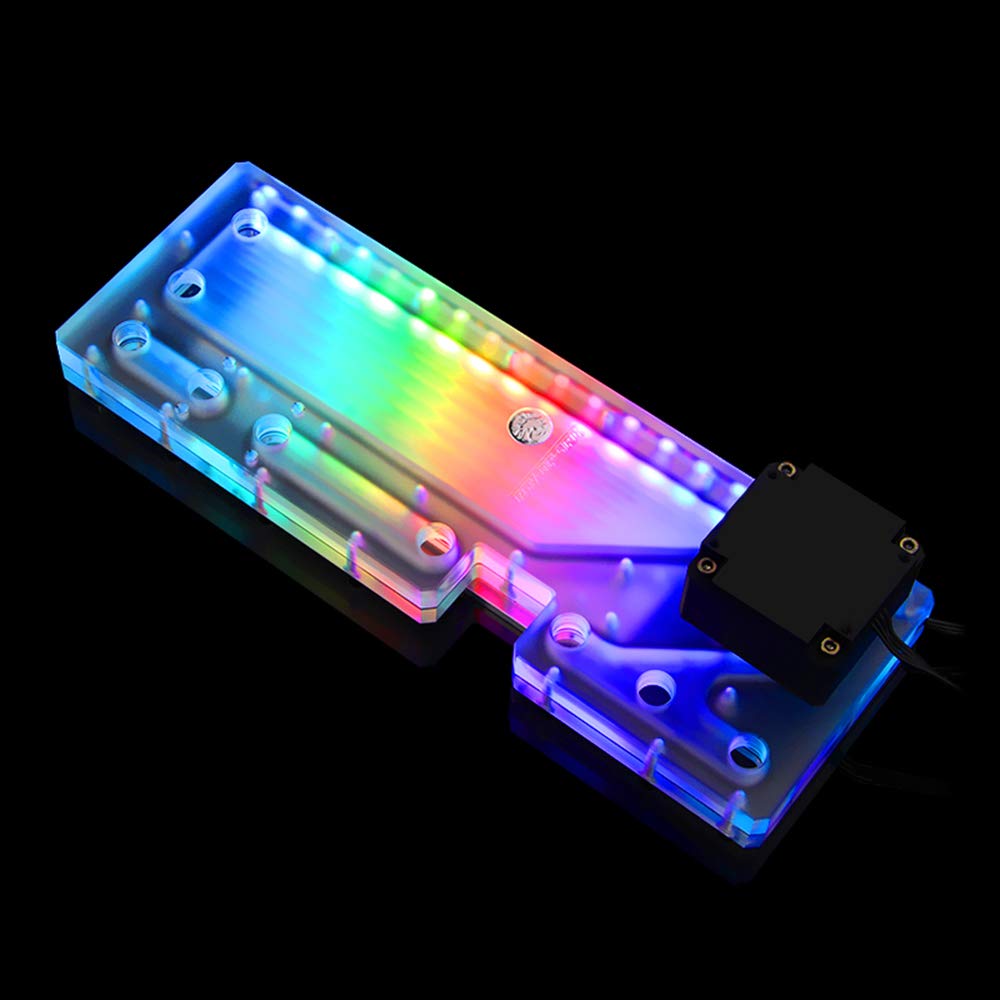 Bykski RBW Acrylic Distro Plate with DDC Pump - Water Cooling Distribution Block for DeepCool Quadstellar PC Case - Perfect for Custom Liquid Cooling Loop Builds and Gaming Rigs