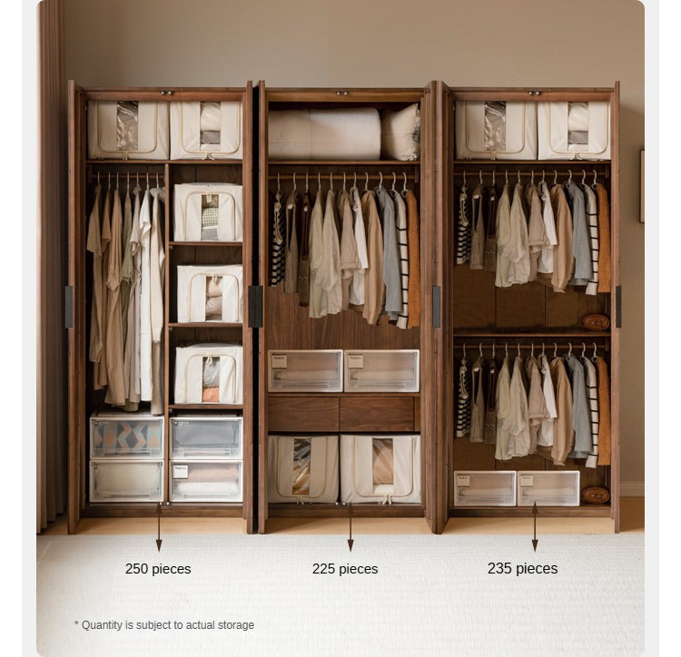 Premium Black Walnut Solid Wood Wardrobe & Storage Cabinet - Spacious Closet Organizer for Bedroom, Living Room, and Office