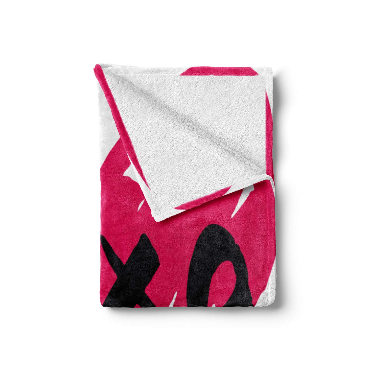 Ambesonne Xo Throw Blanket - Romantic Lovers Heart with Kisses Abstract Calligraphy Design, Soft Flannel Fleece Couch Cover for Couples (60