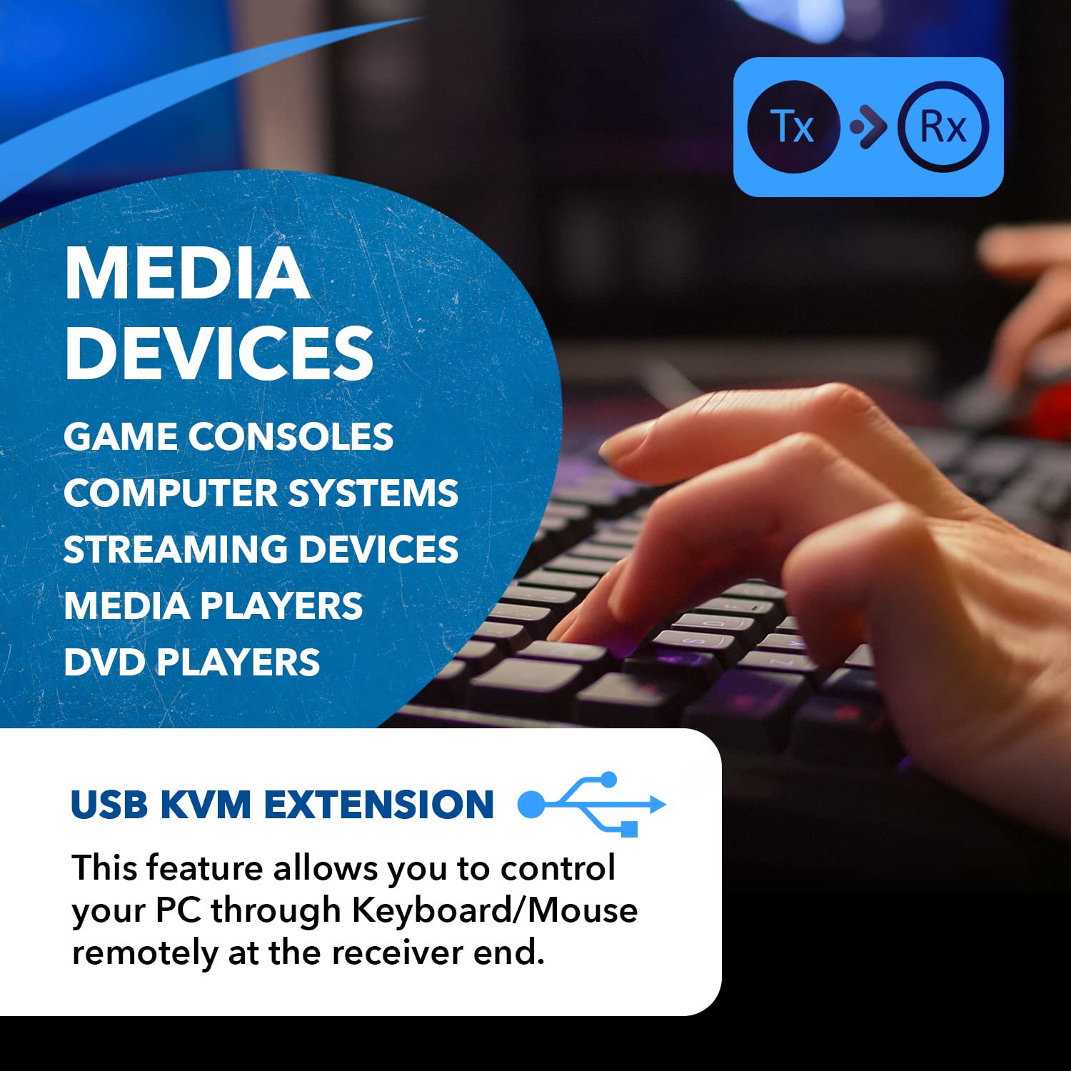 OREI 4K@60Hz KVM HDMI Extender Over Ethernet with PoC | Single HDBaseT CAT5e/CAT6A/CAT7 Cable | Up to 400 Feet 4:4:4 | Remote, Keyboard, Mouse & USB Control | Perfect for Home Theater, Gaming & Office Setup