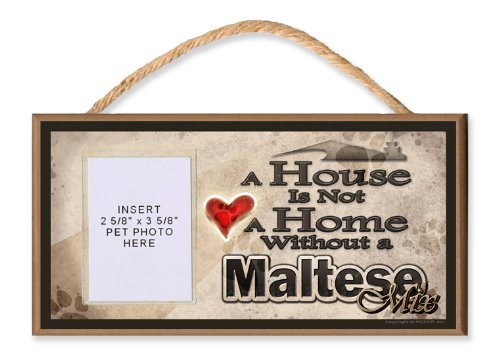 Personalized Maltese Mix Wooden Dog Sign with Clear Photo Insert - Custom Pet Memorial or Housewarming Gift for Dog Lovers | Perfect for Front Door Decor, Pet Memorial Display, or Dog-Themed Home Decor