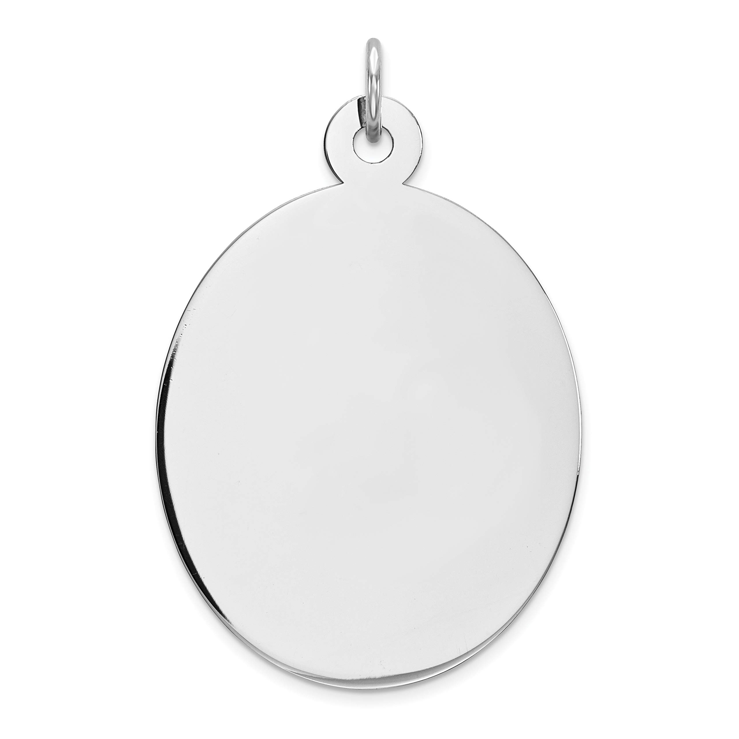 Sterling Silver Rhodium-Plated Oval Polish Front & Back Disc Charm - Perfect for Necklaces, Bracelets & Jewelry Making