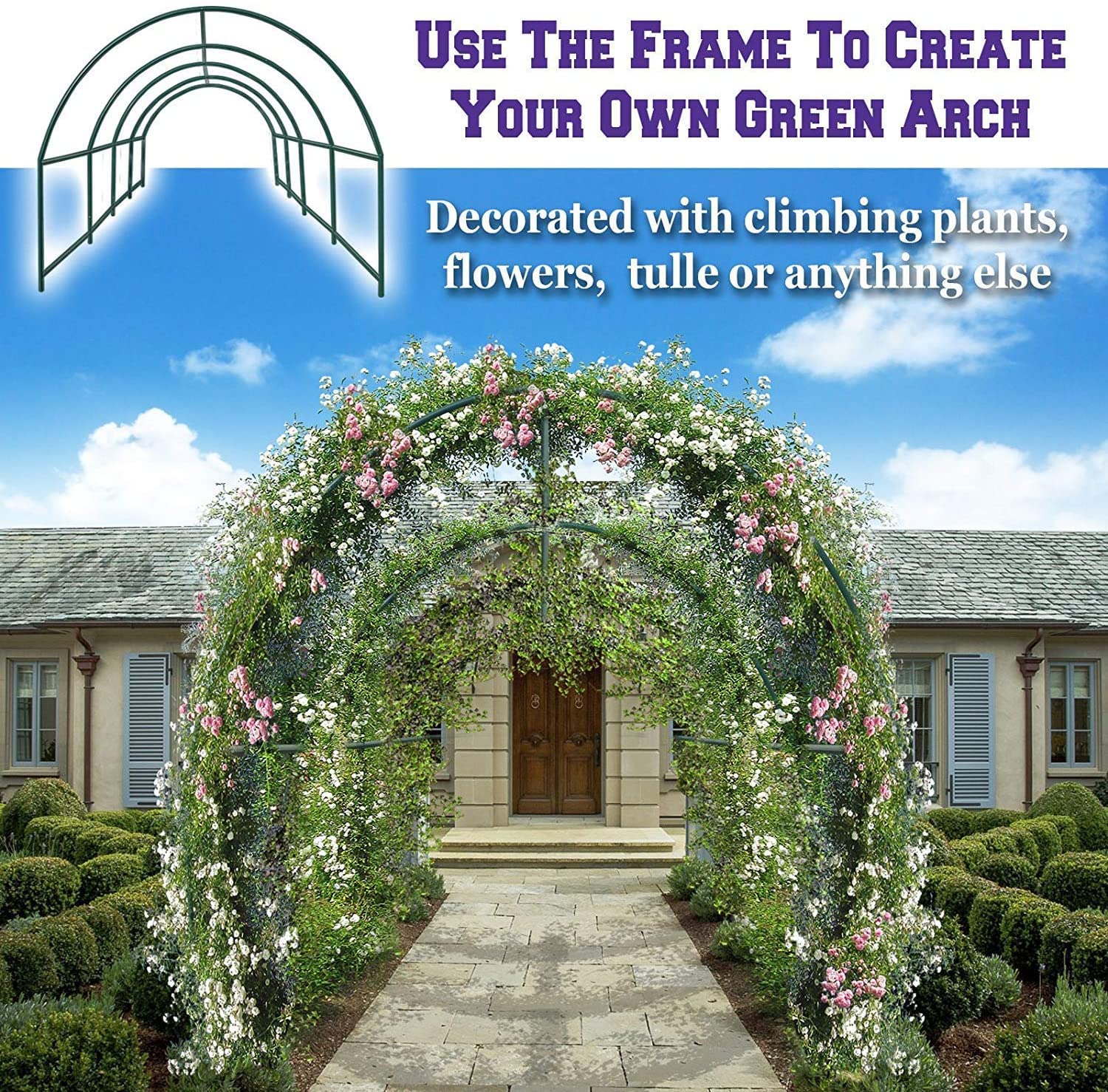 **YardGrow 16x7x7 FT Greenhouse Frame - Sturdy Garden House Support Arch for Climbing Plants, Flowers & Vegetables | Outdoor Use for Backyard, Patio & Gardening**