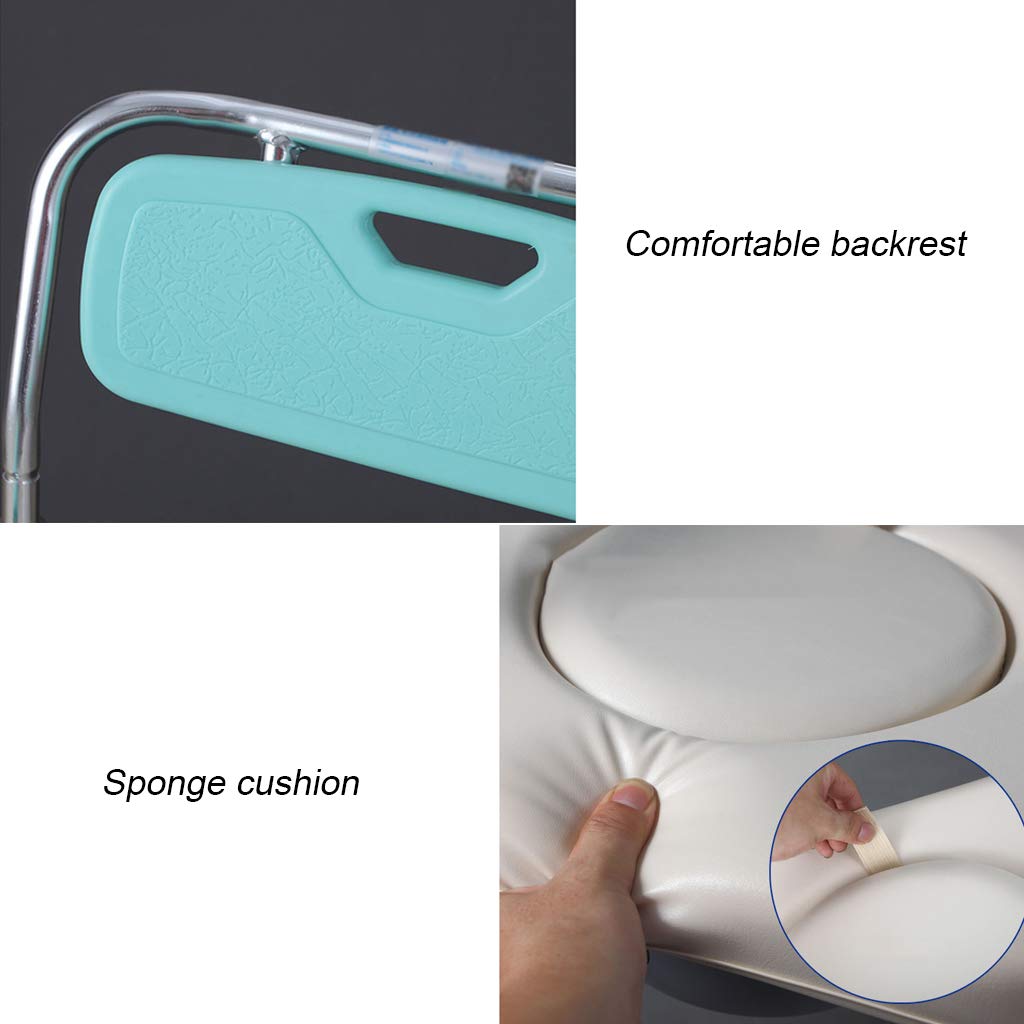 Lightweight Folding Commode Chair with Padded Seat & Splash Guard - Bariatric Toilet Seat & Shower Bench for Elderly - Portable Bathroom Safety Aid for Homecare & Mobility Support - Ideal for Seniors, Post-Surgery Recovery & Disabled Users