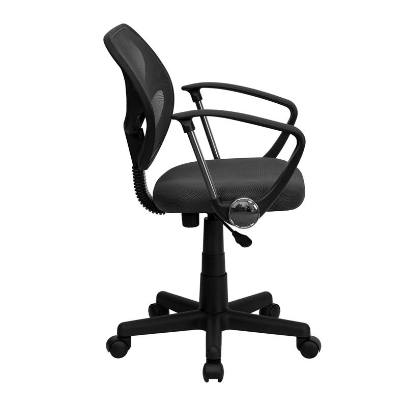 FLASH Neri Kids Low Back Black Mesh Swivel Task Office Chair with Curved Square Back and Arms - Ergonomic Study Chair for Children, Perfect for Homework, Online Classes & Gaming Desks
