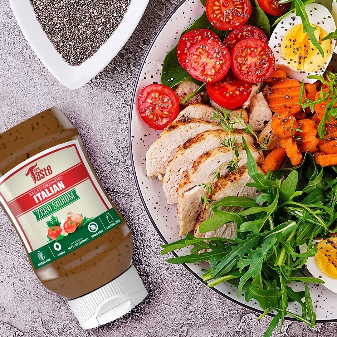 Mrs Taste Sugar Free Onion & Garlic Salad Dressing - Zero Calorie, No Sodium, No Sugar, High Fiber, Keto & Paleo Friendly Italian Dressing - Perfect for Salads, Marinades & Low-Carb Diets