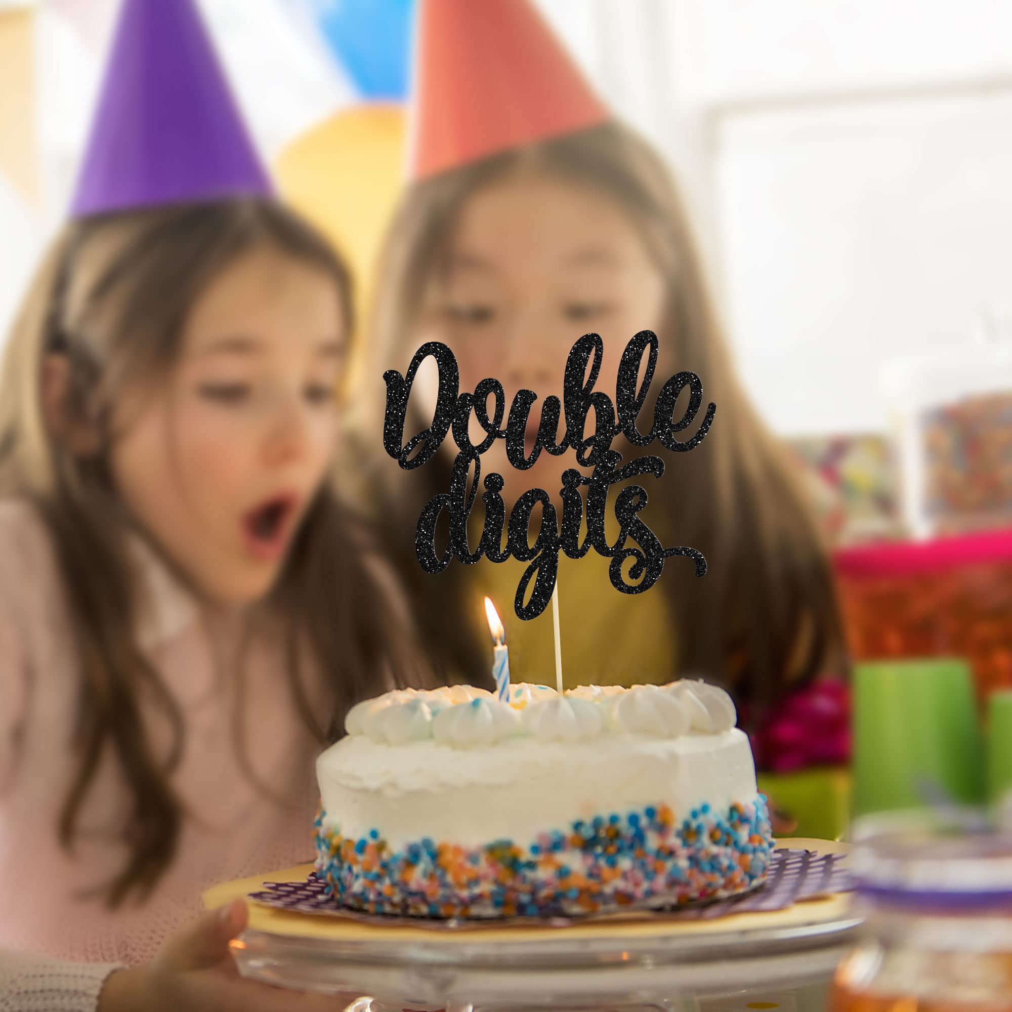 Gyufise 1 Pack Double Digits 10th Birthday Cake Topper - Black Glitter Number 10 Cake Decorations for Boys & Girls | Perfect for 10th Birthday Parties, Anniversary Celebrations & Milestone Cakes