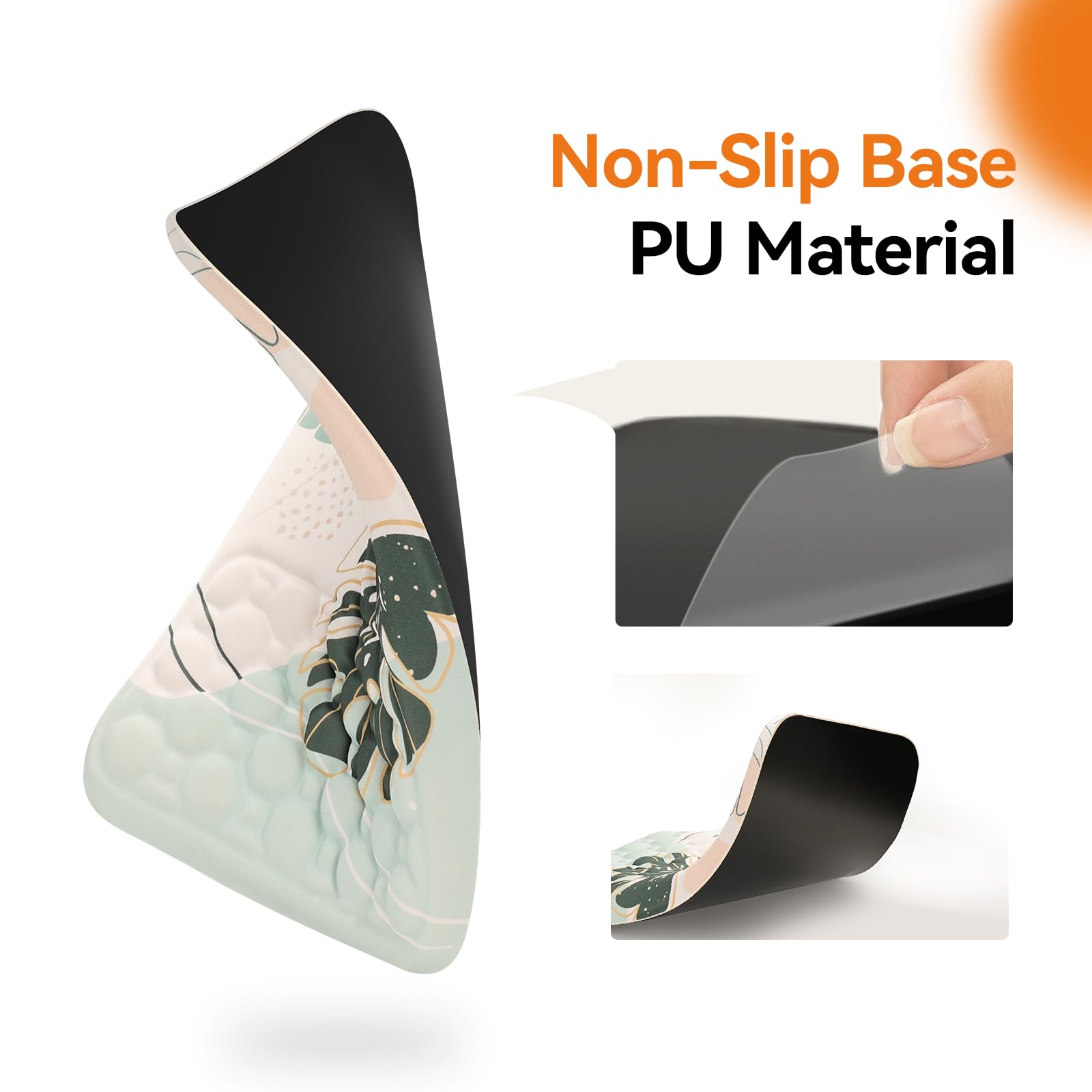 Ergonomic Memory Foam Mouse Pad with Wrist Support - Cute Green Palm Leaves Hawaii Theme for Office & Gaming - Comfortable Wrist Rest for Long Computer Use, Typing, and PC Gaming Sessions