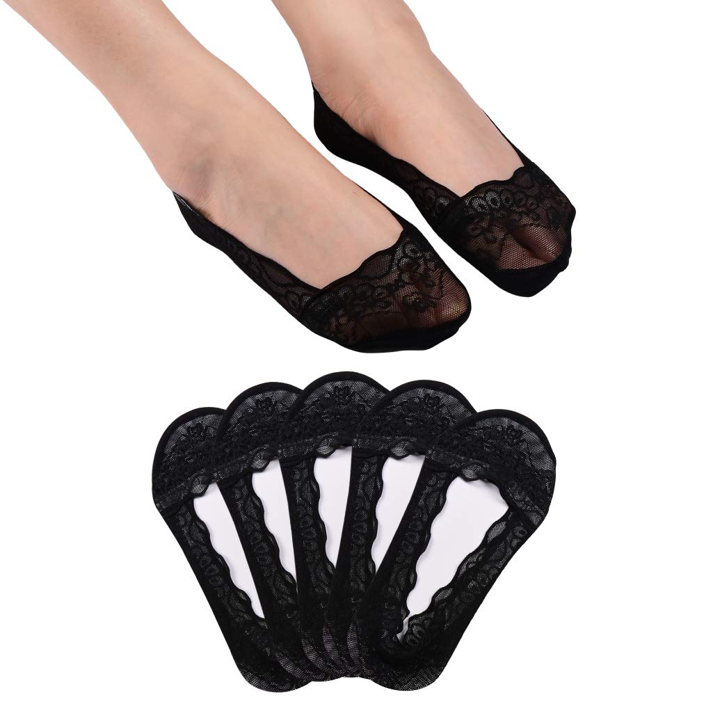 Panda Bros Women's Invisible No Show Socks - Low Cut Lace Non Slip Socks for Flats, Pumps & Boat Shoes | Comfortable & Breathable for Daily Wear, Work & Casual Outfits