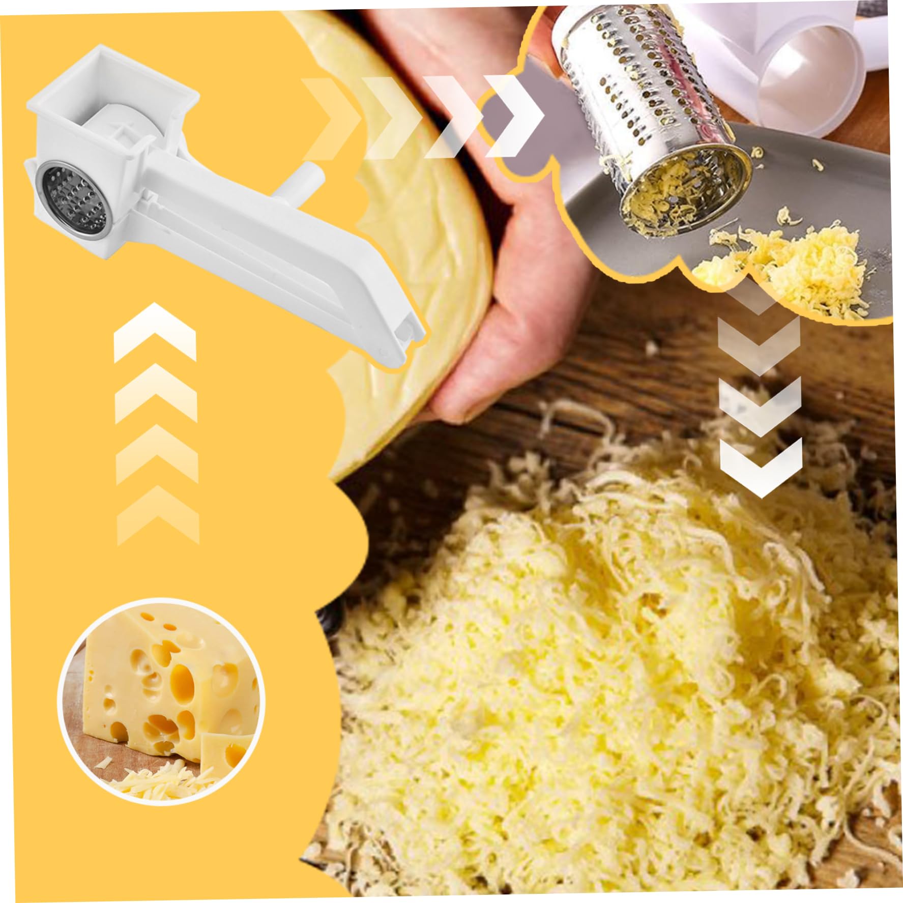 Manual Rotary Cheese Grater - Hand Crank Cheese Shredder Tool for Parmesan, Cheddar & Mozzarella | Perfect for Kitchen, Restaurant & Home Cooking | Durable Stainless Steel Cheese Grinder for Pasta, Pizza & Salad Toppings