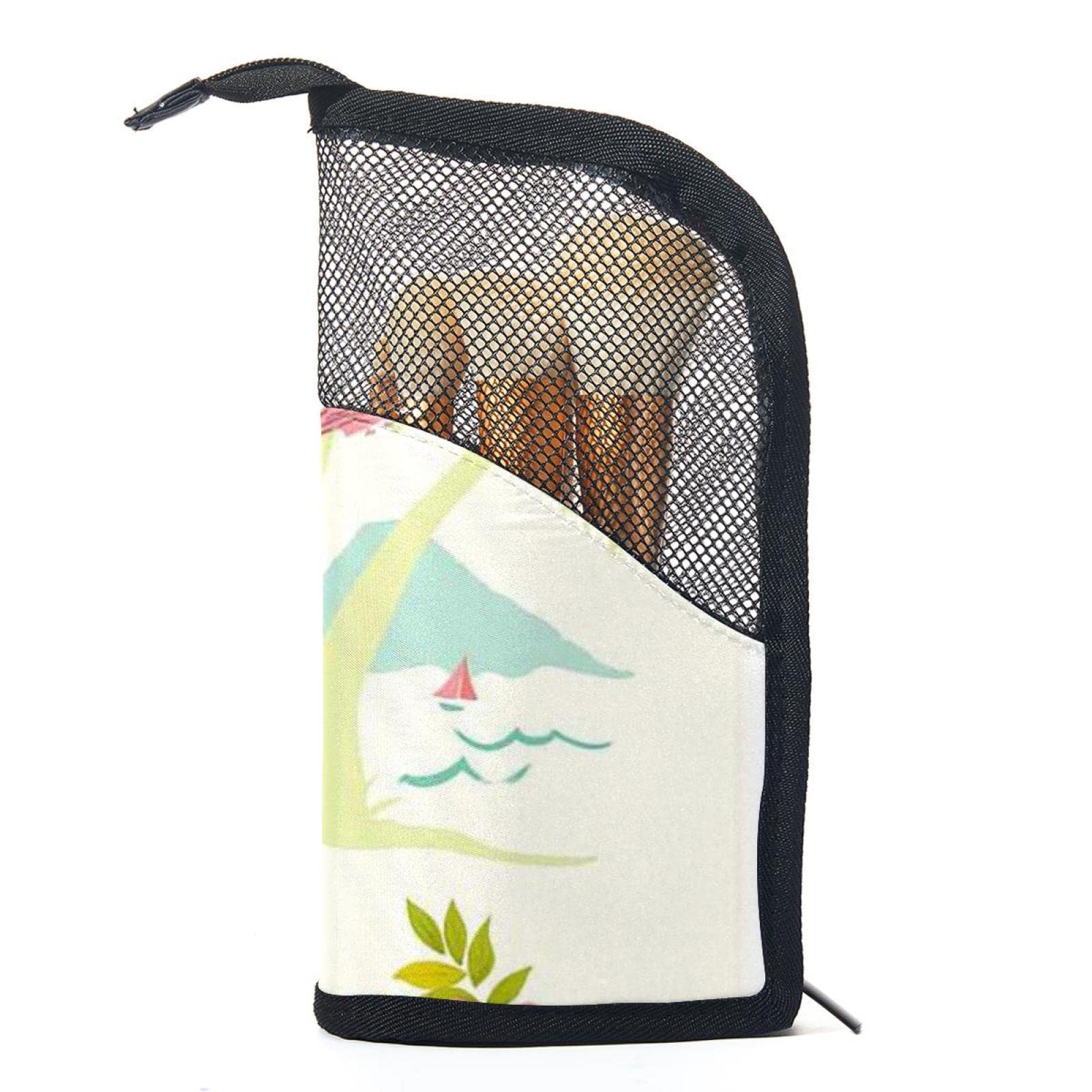 12-Piece Makeup Brush Organizer Bag with Portable Holder Case - Aloha Girl in Grass Skirt Beach Design - Perfect for Travel, Home Storage & Makeup Artists