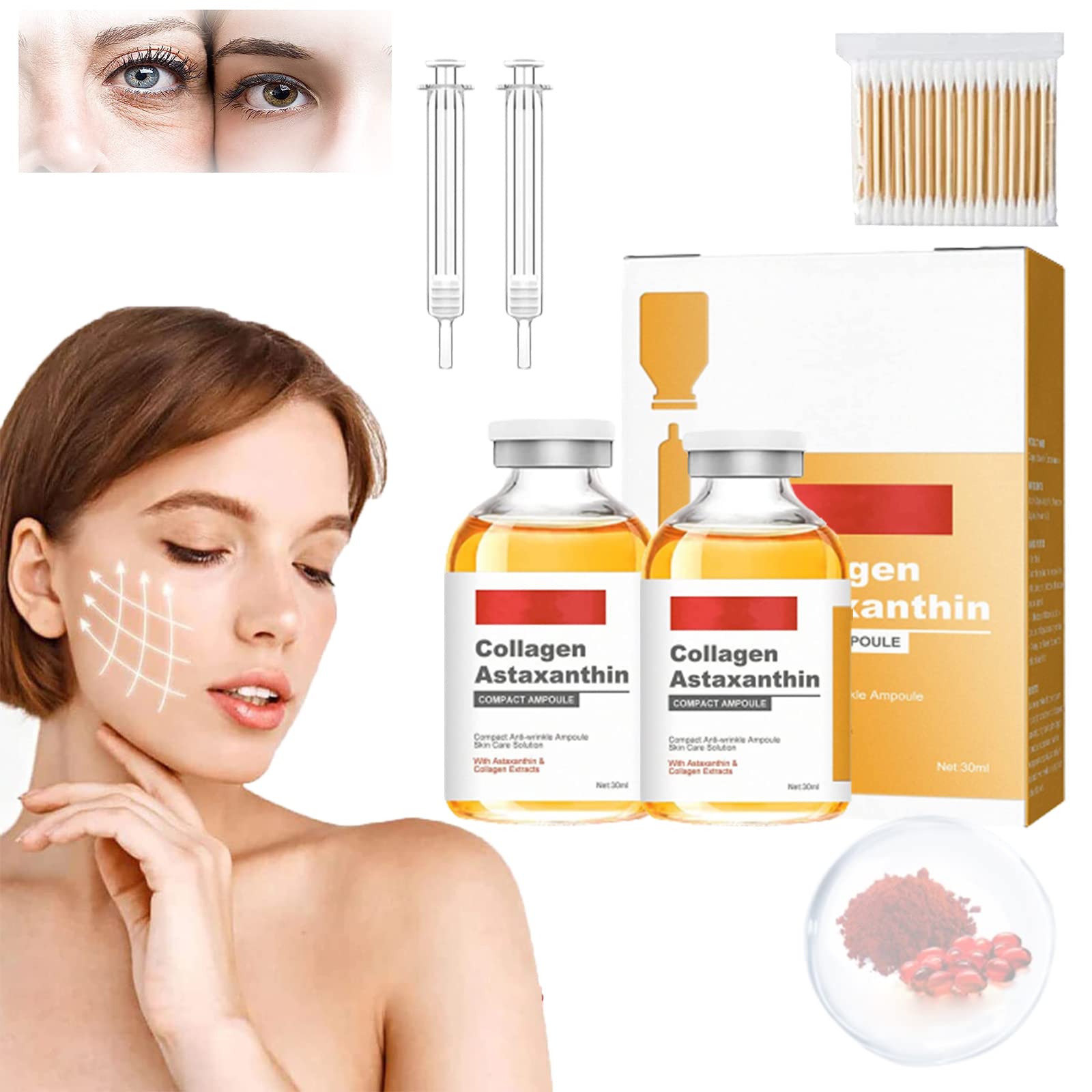 **FirmTox Collagen Astaxanthin Lifting Ampoule – Anti-Aging Face Serum for Wrinkle Reduction & Skin Firming | Hydrating & Moisturizing Collagen Ampoules (2pcs) – Perfect for Nighttime Skincare & Daily Anti-Aging Routine**