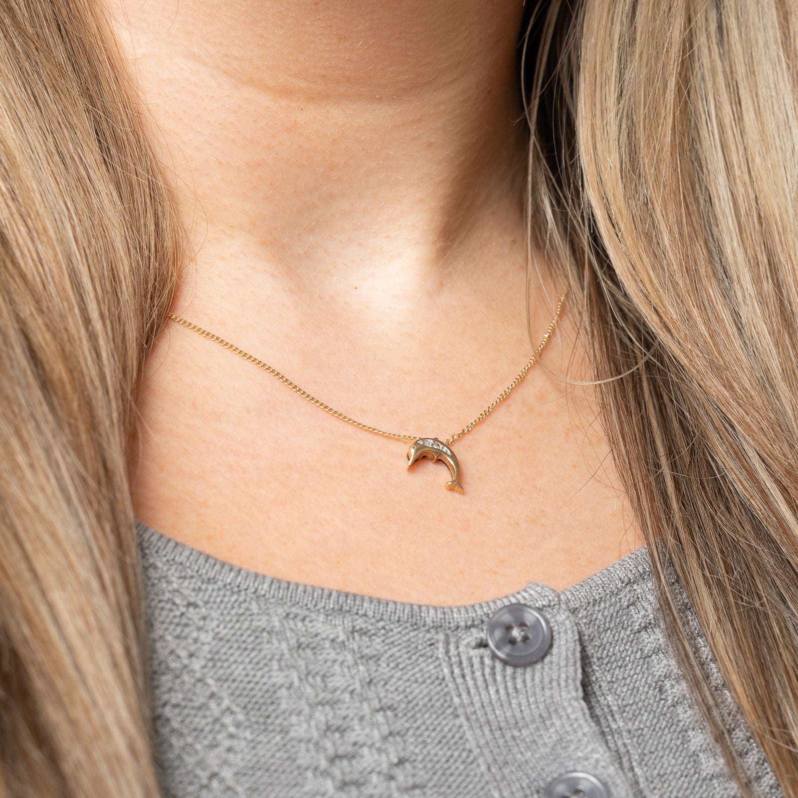0.03ctw Diamond Dolphin Pendant Necklace - Elegant 14K Gold Dolphin Charm Jewelry for Women | Perfect Gift for Birthday, Anniversary & Special Occasions