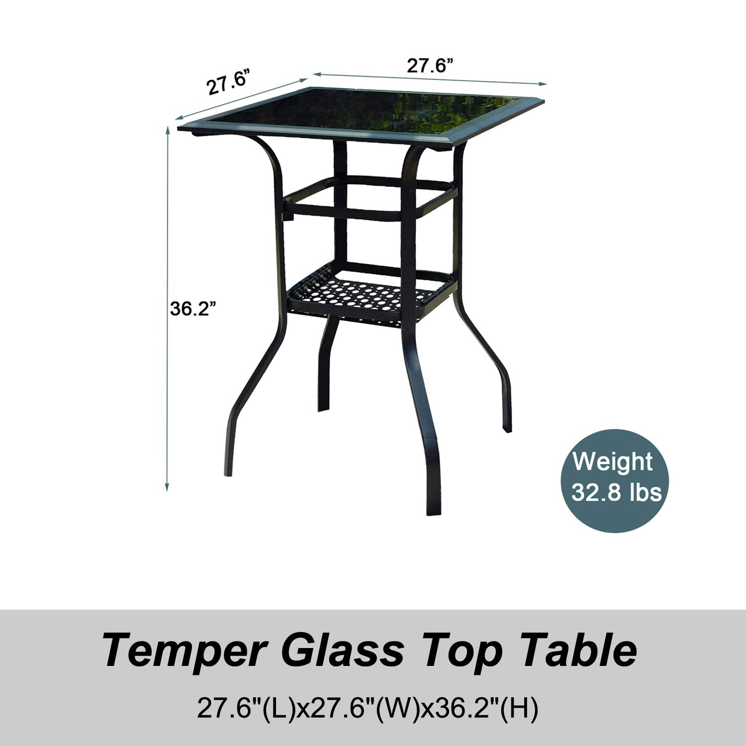 **3-Piece Outdoor Bistro Set - Swivel Bar Stools with Yard Armrests & Glass Top Table - All-Weather Steel Frame Patio Furniture for Backyard, Garden, or Poolside Dining**