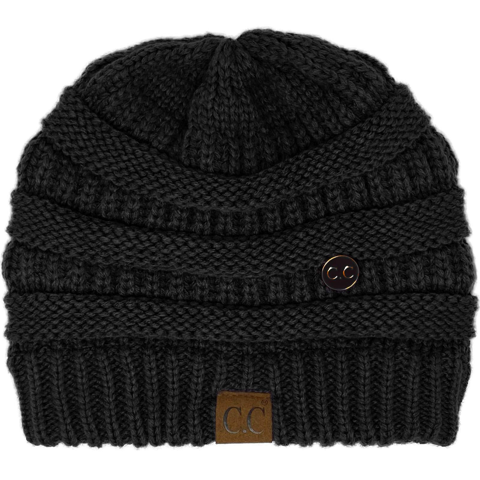 CC Classic Winter Fall Trendy Chunky Stretchy Cable Knit Beanie Hat - Warm & Stylish Unisex Beanie for Cold Weather - Perfect for Skiing, Snowboarding & Outdoor Activities