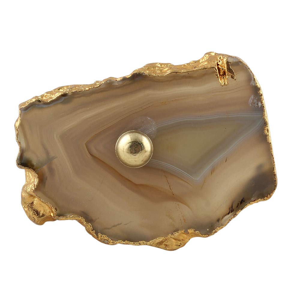 6-Pack Indian Asymmetrical Brown Marble Cabinet Knobs - Unique Decorative Stone Drawer Pulls for Dresser, Luxury Door Handles | Perfect for Home Decor, Kitchen Cabinets & Furniture Upgrade
