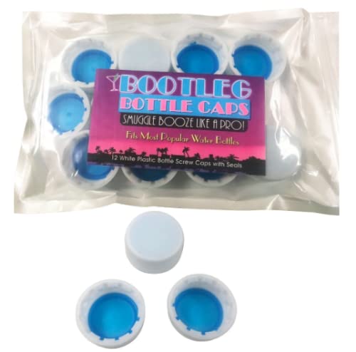 Bootleg Bottle Caps - 12-Pack White 28mm Twist Caps for Sneaking & Smuggling Alcohol as Bottled Water | Leak-Proof | Perfect for Festivals, Travel & Discreet Drinking