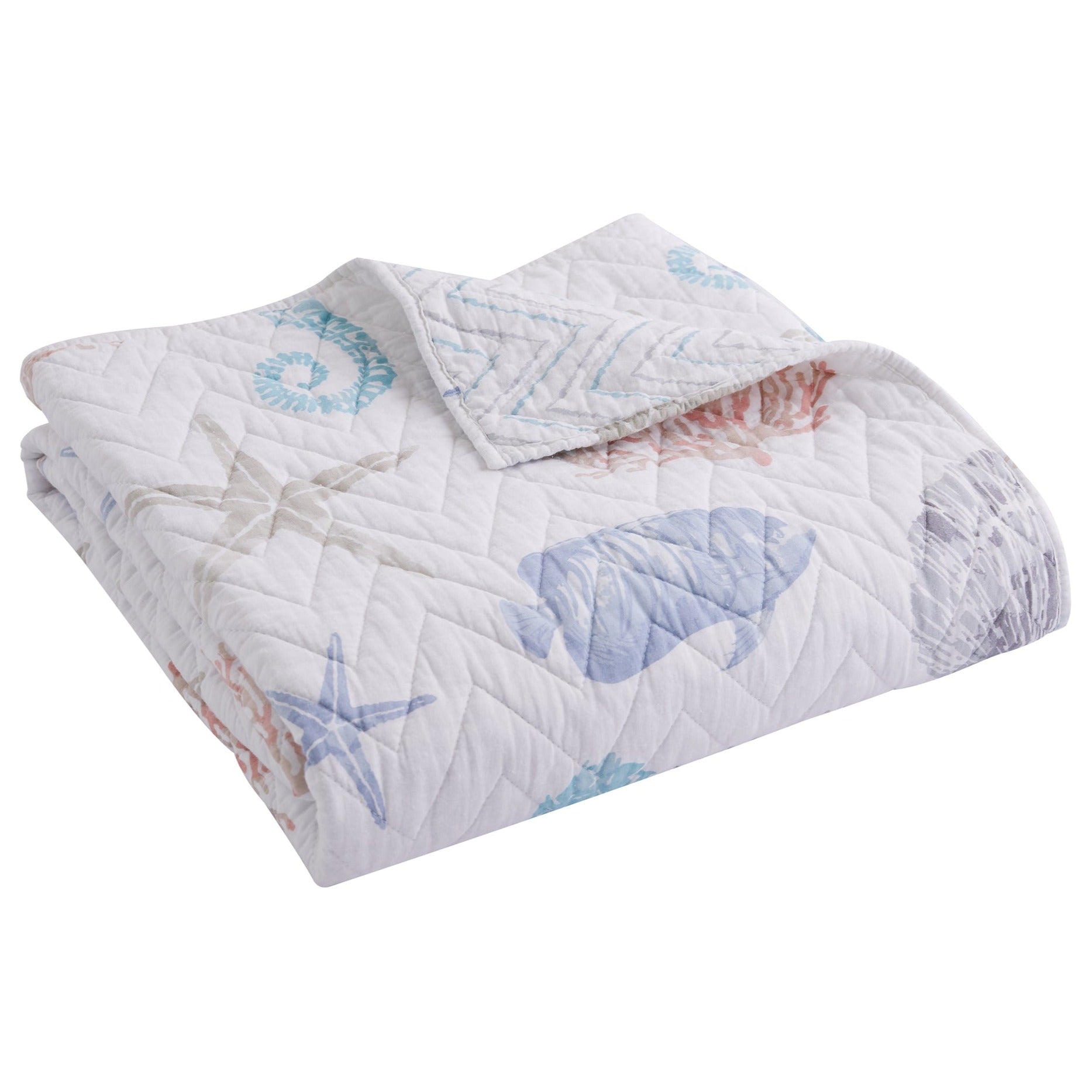 Blue Sea Quilted Throw Blanket - Soft & Cozy Lightweight Bedspread for Couch, Sofa, Bed - Perfect for Living Room Decor, Nap Time & Winter Warmth
