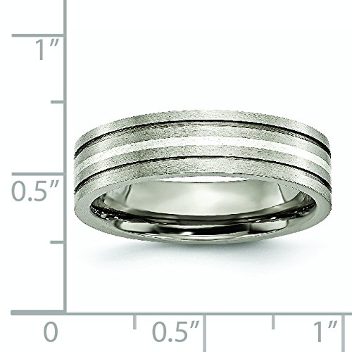 Men's Titanium Wedding Band Ring - 6mm Brushed Finish with Sterling Silver Inlay & Grooved Design | Durable & Comfortable for Daily Wear, Anniversary Gifts & Special Occasions
