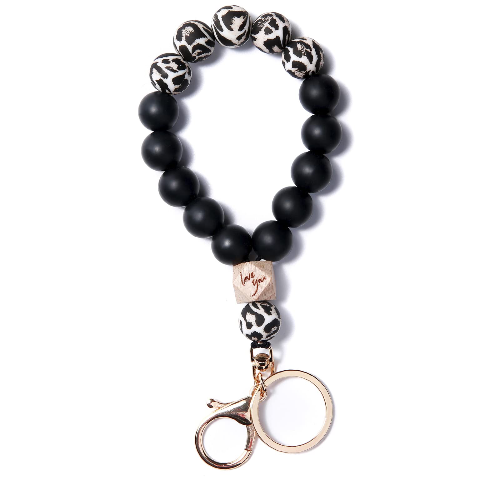 Stylish Silicone Beaded Keychain Bracelet for Women - Trendy Wristlet Key Holder with Durable Key Ring - Perfect for Gym, Work, Travel & Daily Essentials Organization