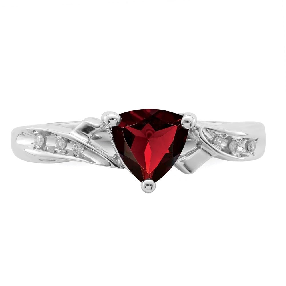 Diamond2Deal 925 Sterling Silver Diamond & Garnet Heart Engagement Ring - 0.63ct Genuine Gemstone, Romantic Proposal Jewelry for Women - Perfect for Valentine's Day, Anniversary & Wedding Gift