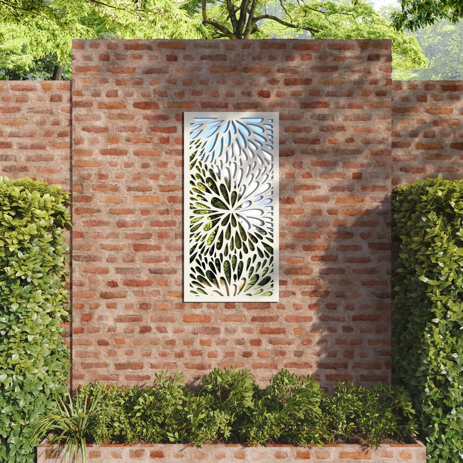 Blossom Outdoor Decorative Mirrored Panel - Elegant Garden & Patio Wall Decor for Stylish Backyard & Outdoor Spaces
