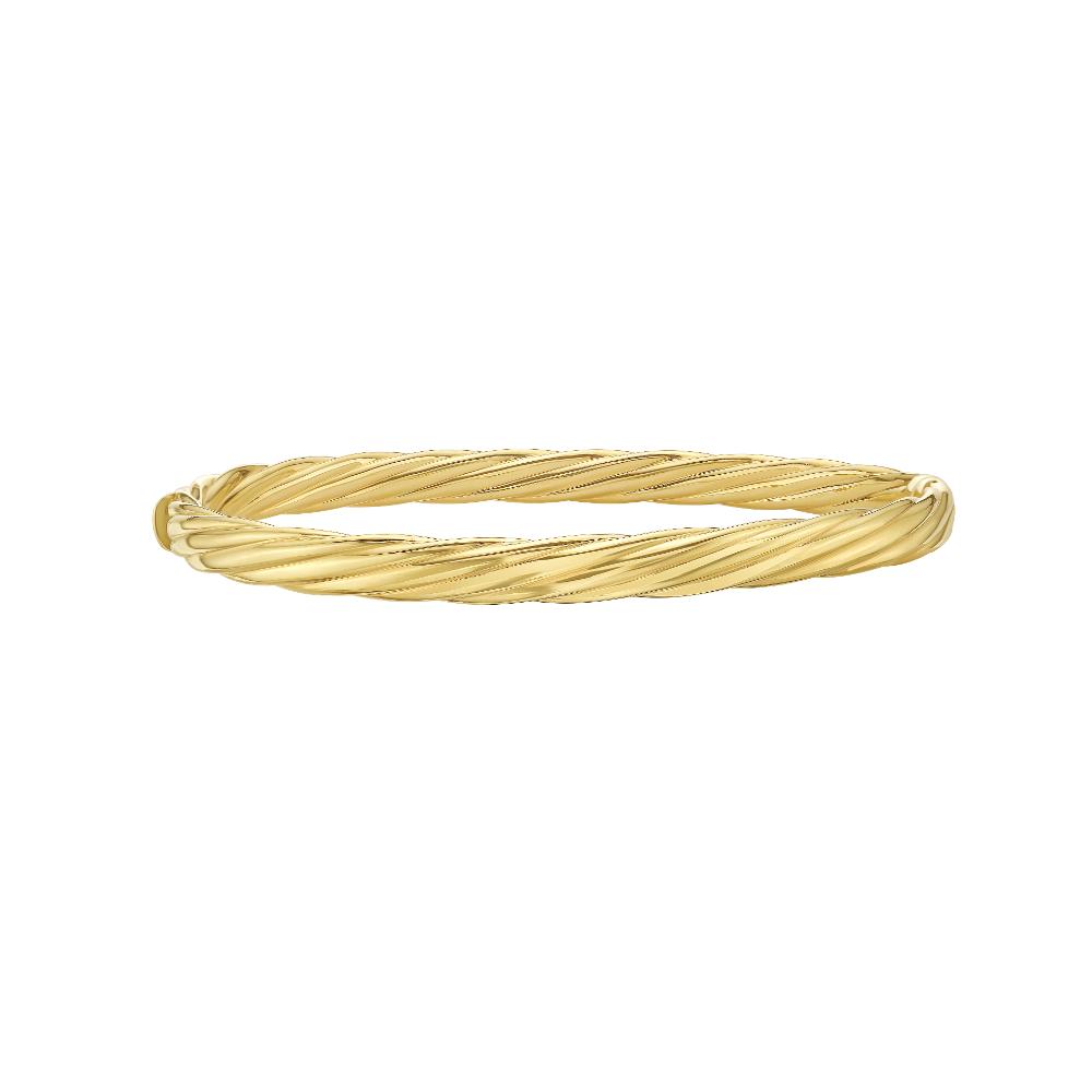 14K Gold 5.3mm Twist Bangle Bracelet for Women - Elegant Stackable Jewelry for Everyday Wear & Special Occasions