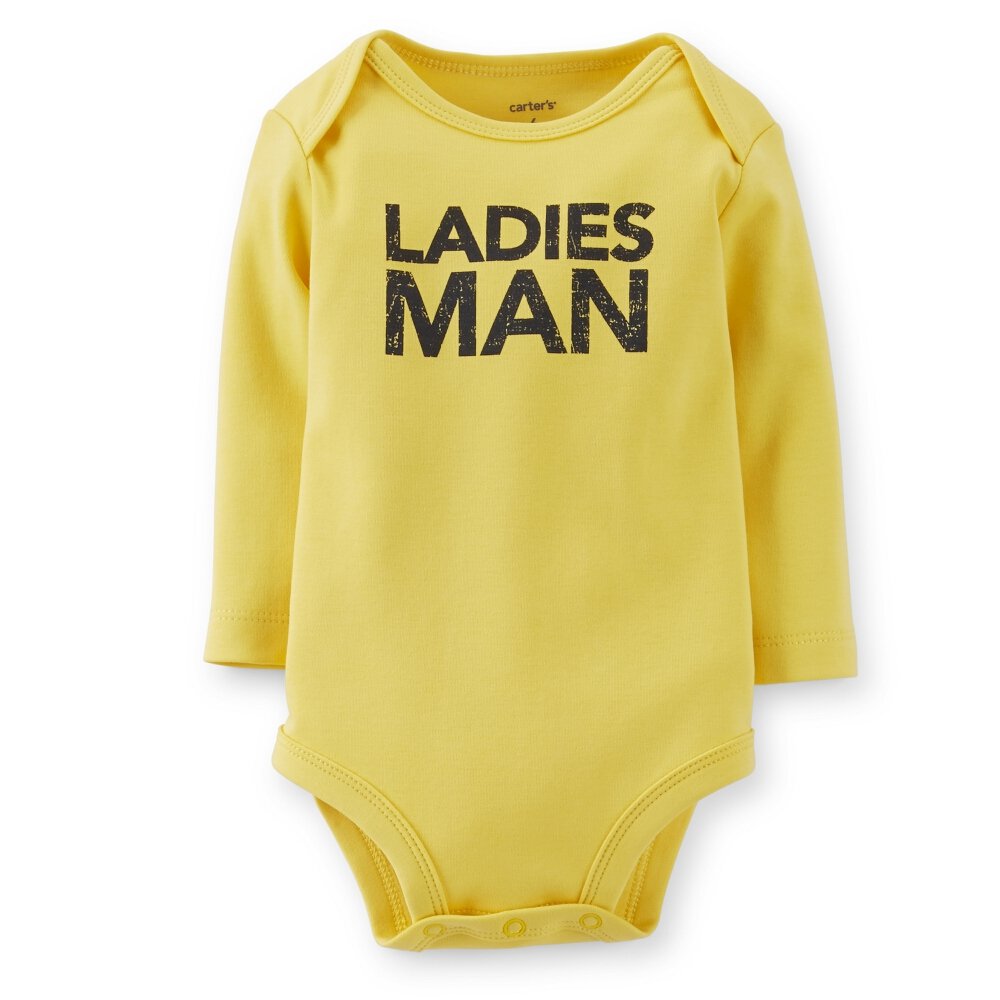 Carters Long Sleeve Yellow Bodysuit for Baby Boys - 6 Months | Soft Cotton Infant Onesie for Comfort & Style | Perfect for Playtime, Daycare & Family Outings