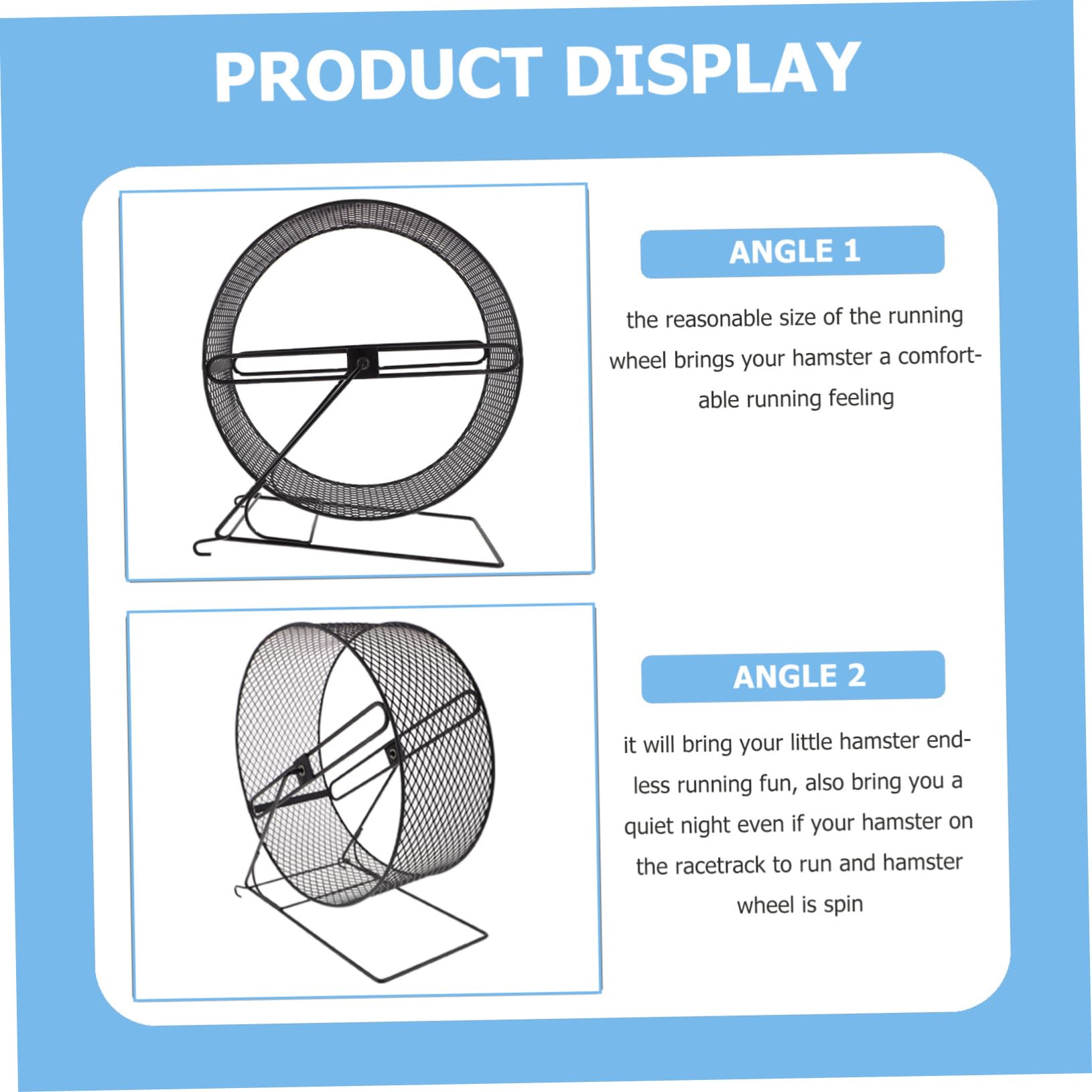 FRCOLOR 15-Inch Silent Hamster Running Wheel - Durable Iron Exercise Wheel for Hamsters, Chinchillas, Rats & Small Pets - Noise-Free Spinner for Cage Accessories (Black/White) - Perfect for Nighttime Play & Small Animal Fitness