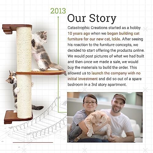 Handcrafted Wall-Mounted Cat Tree Shelf - Durable & Space-Saving Cat Furniture for Climbing, Perching & Play | Perfect for Small Apartments & Multi-Cat Homes
