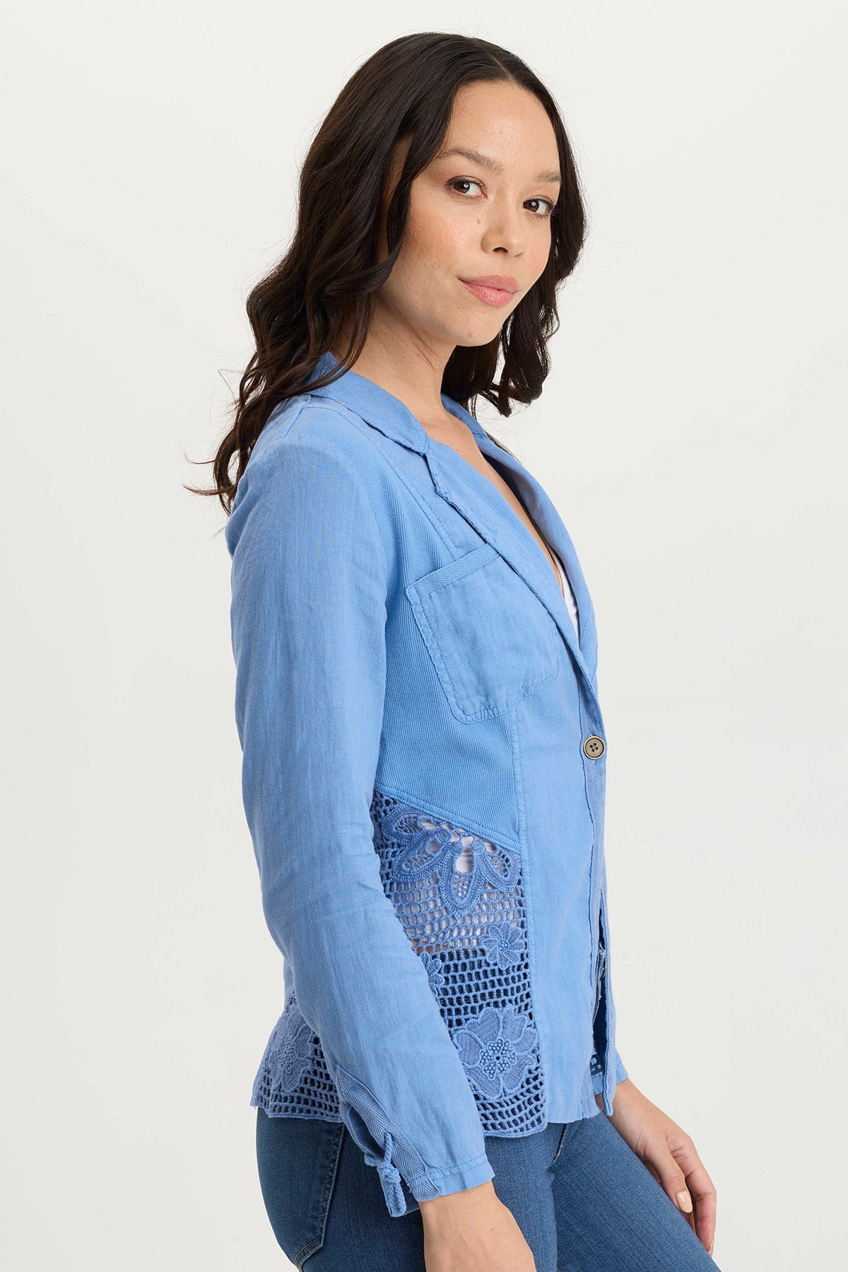Lightweight Linen Crochet Embroidered Jacket for Women - Boho Chic Summer Cover Up - Perfect for Beach, Vacation & Casual Outings
