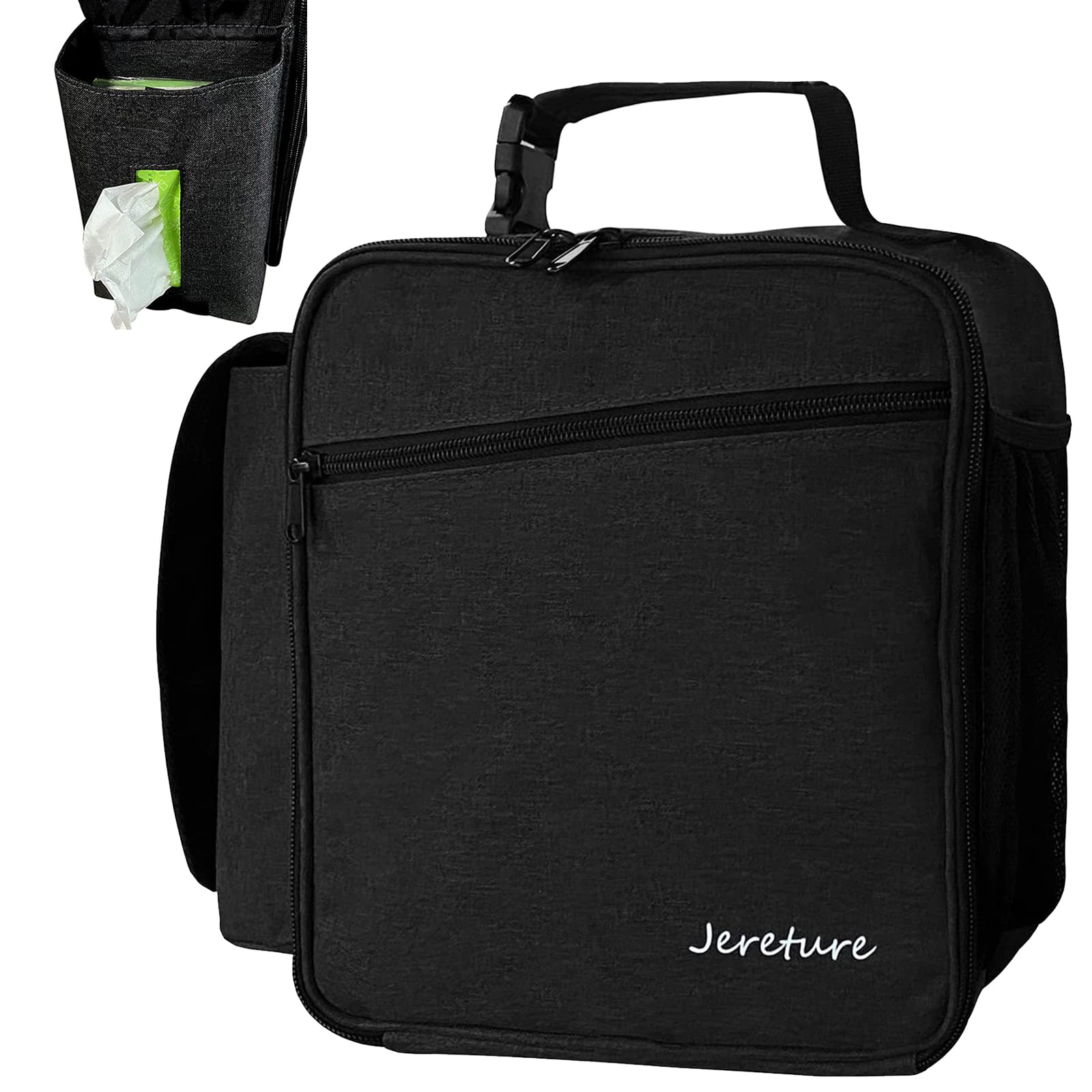 Insulated Lunch Box for Men & Women - Compact Leakproof Office Lunch Bag with Paper Towel Holder, Soft Cooler for Work, Beach & Outdoor (Black) | Perfect for Office, Picnic, Travel & Daily Commute