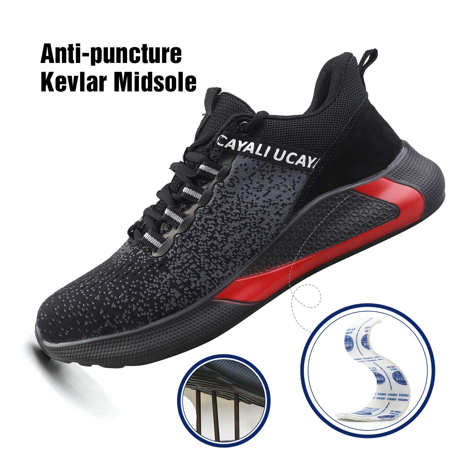 UCAYALI Steel Toe Work Shoes for Men & Women - Lightweight Breathable Construction Sneakers with Safety Toe Cap - Perfect for Construction Sites, Warehouse Work & Industrial Safety Use