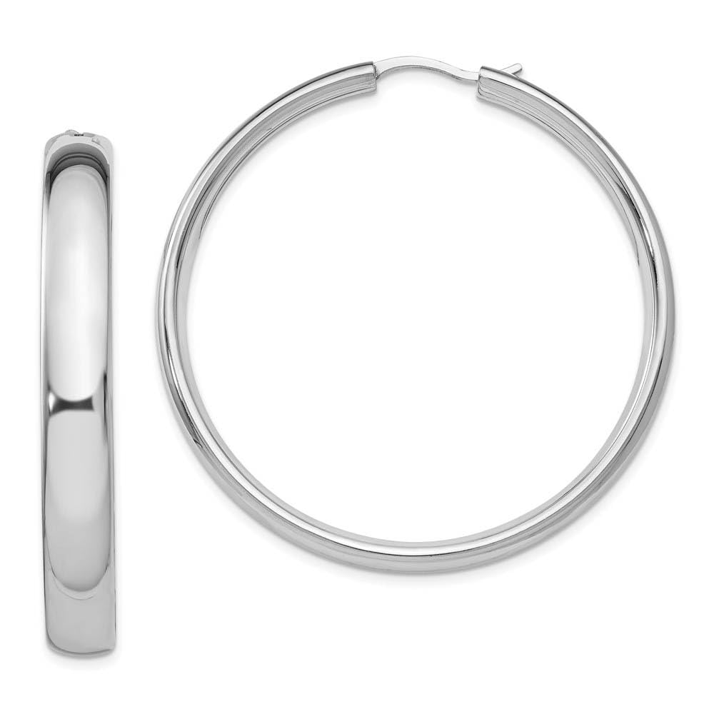 Sterling Silver 6mm Polished Half Round Tube Hoop Earrings - 47mm Black Bow Design for Women | Perfect for Parties, Weddings & Everyday Wear
