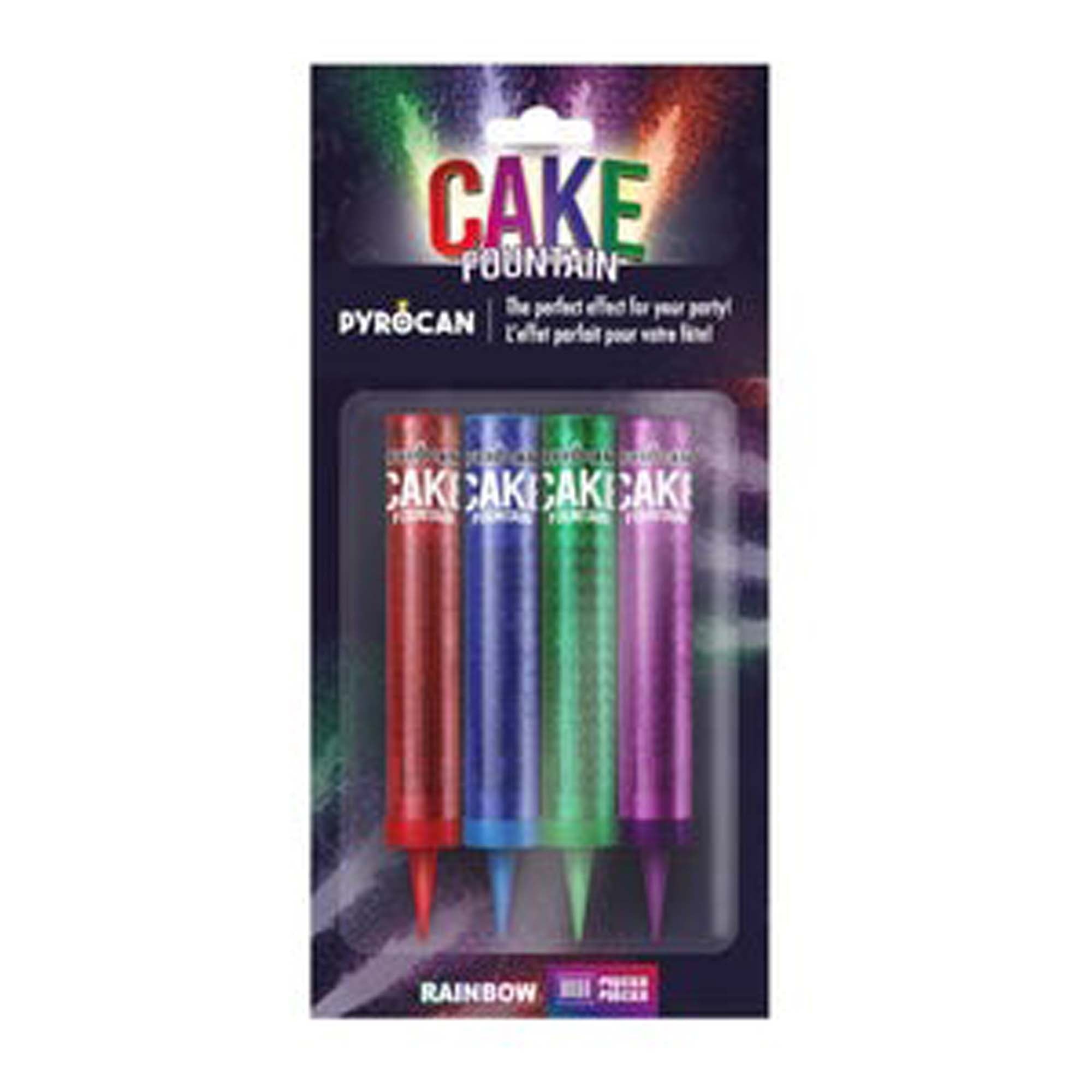 Rainbow Birthday Cake Fountain - 4 Pack | Fun Dessert Topper for Parties, Weddings & Celebrations | Colorful Cake Decorations