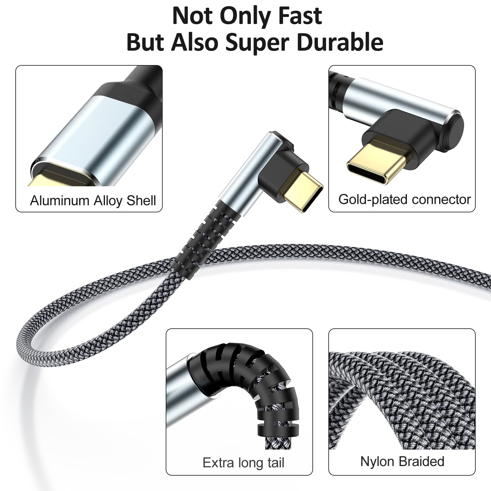 60W USB C to USB C Fast Charging Cable [10ft/3 Pack] - Braided Type C Charger with Right Angle for iPhone 16/16 Plus/16 Pro Max/15/15 Plus/15 Pro Max, MacBook Pro, iPad, Samsung S24 - Perfect for Home, Office & Travel Charging
