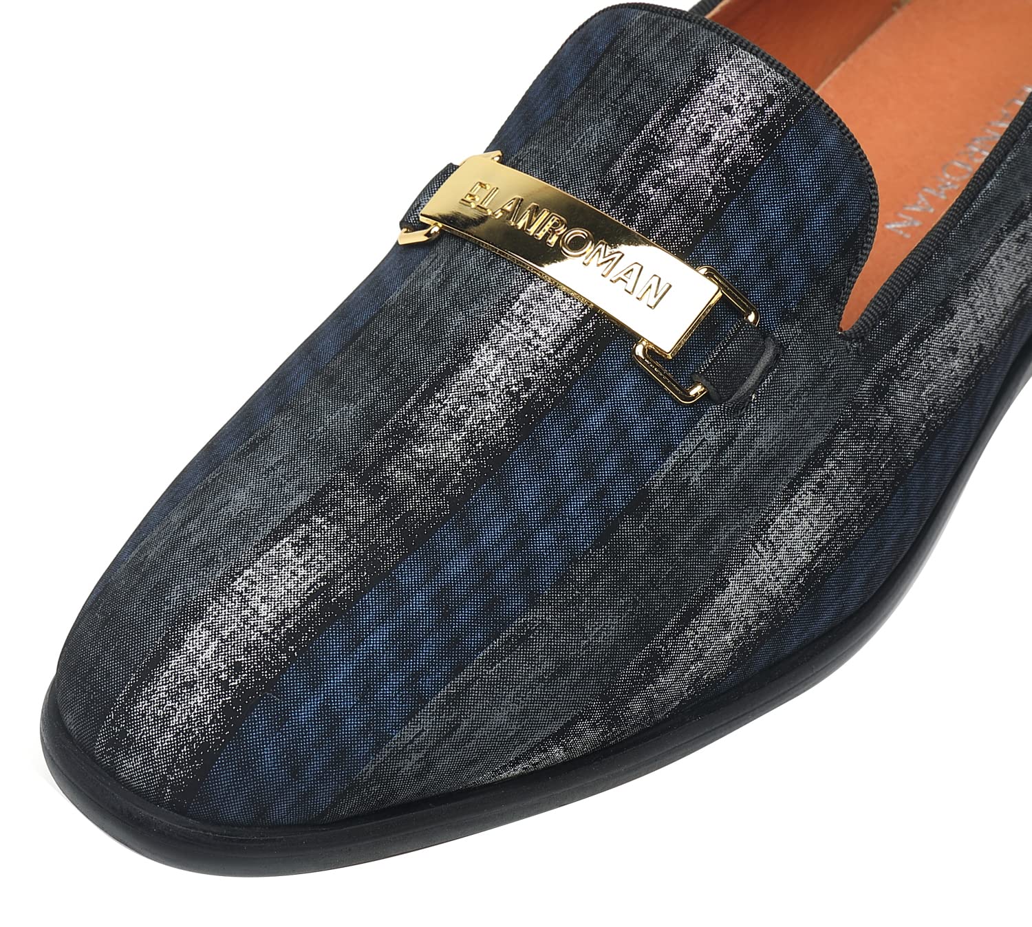 ELANROMAN Men's Gold Buckle Loafers - Comfortable Slip-On Dress Shoes for Wedding, Party & Business Casual | Premium Penny Loafers for Formal & Everyday Wear