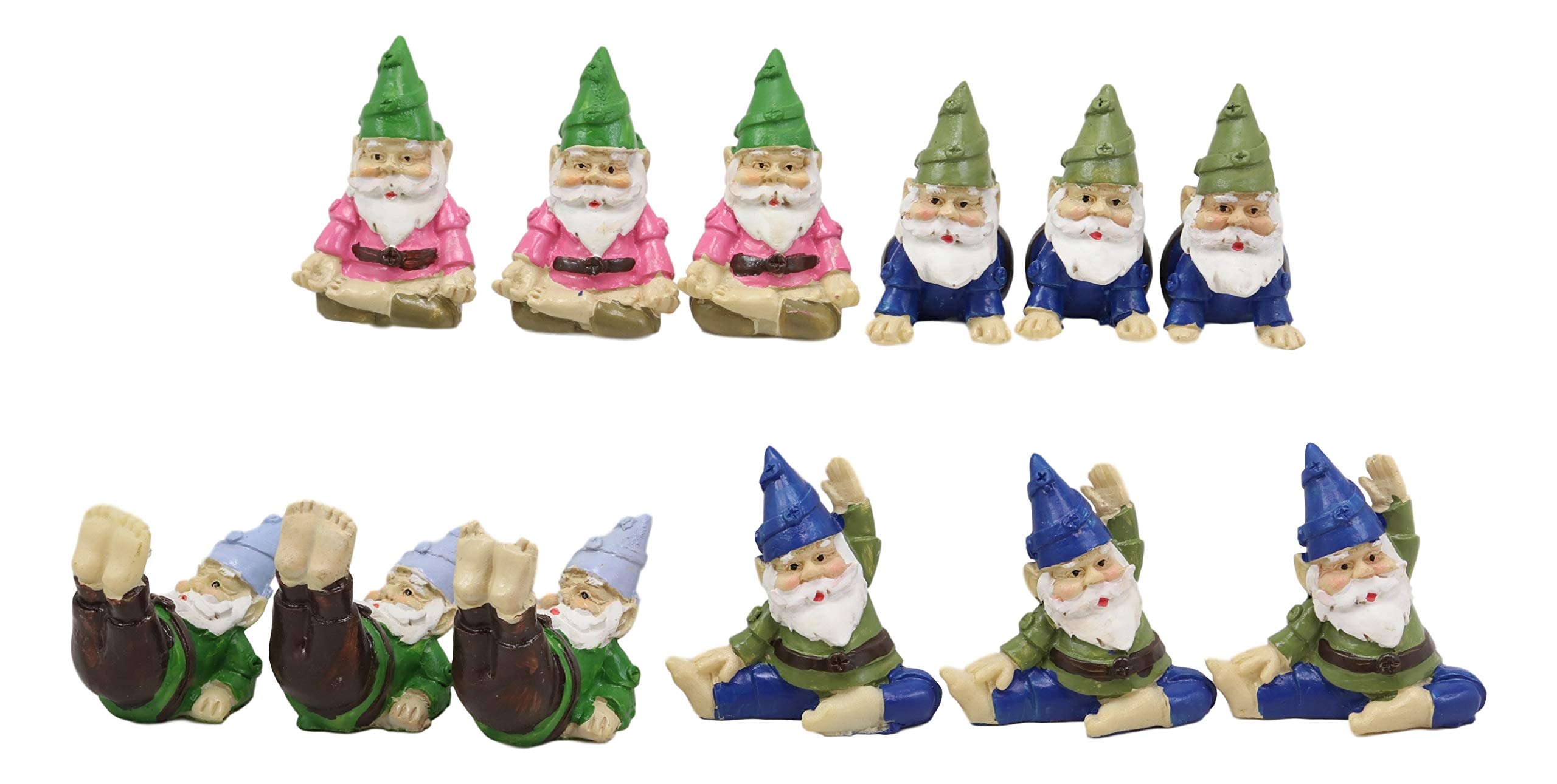 Ebros Whimsical Fairy Garden Yoga Gnome Figurines Set of 12 - Miniature Fantasy Decor for Terrariums, Mini Planters, Shelves | Perfect for Home Decor, DIY Fairy Gardens & Gift Giving