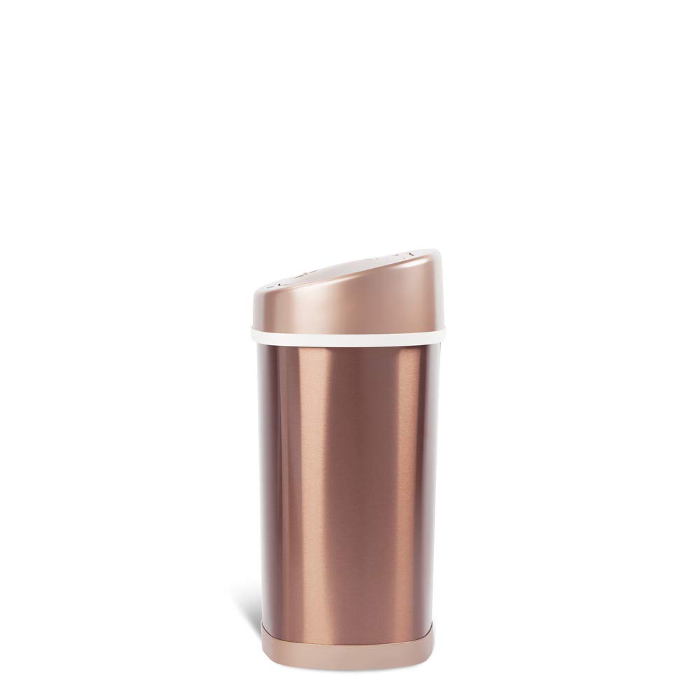 Nine Stars DZT-15-9GD Small Gold Trash Can - Compact Waste Bin for Bathroom, Office, Kitchen & Bedroom | Odor Control & Hands-Free Operation
