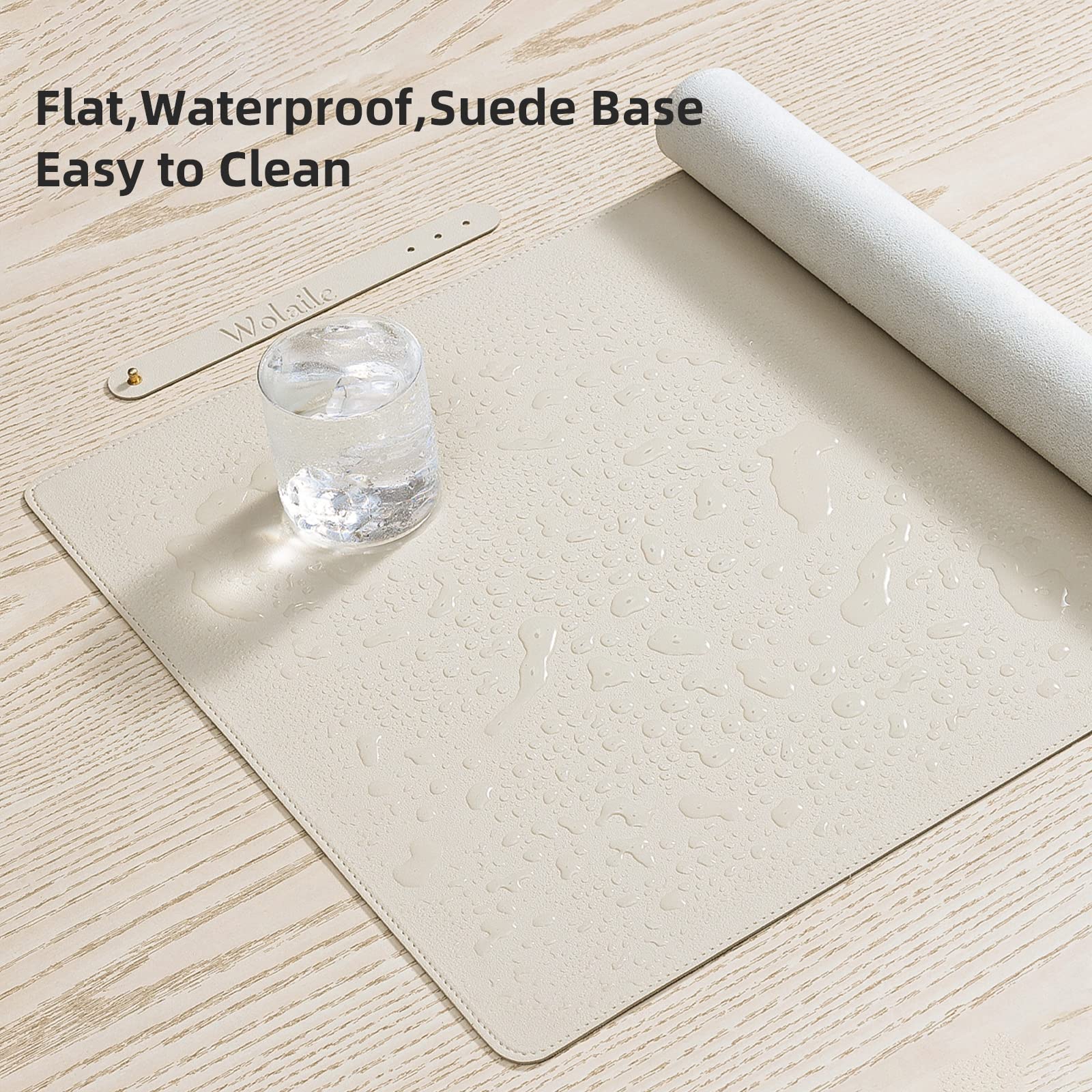 Premium Leather Desk Pad Blotter - 36x17 Inch Large Keyboard Mouse Mat, Waterproof Non-Slip Writing Surface & Computer Desk Protector for Office & Home (Ivory White) | Perfect for Workstations, Gaming Setups & Home Offices