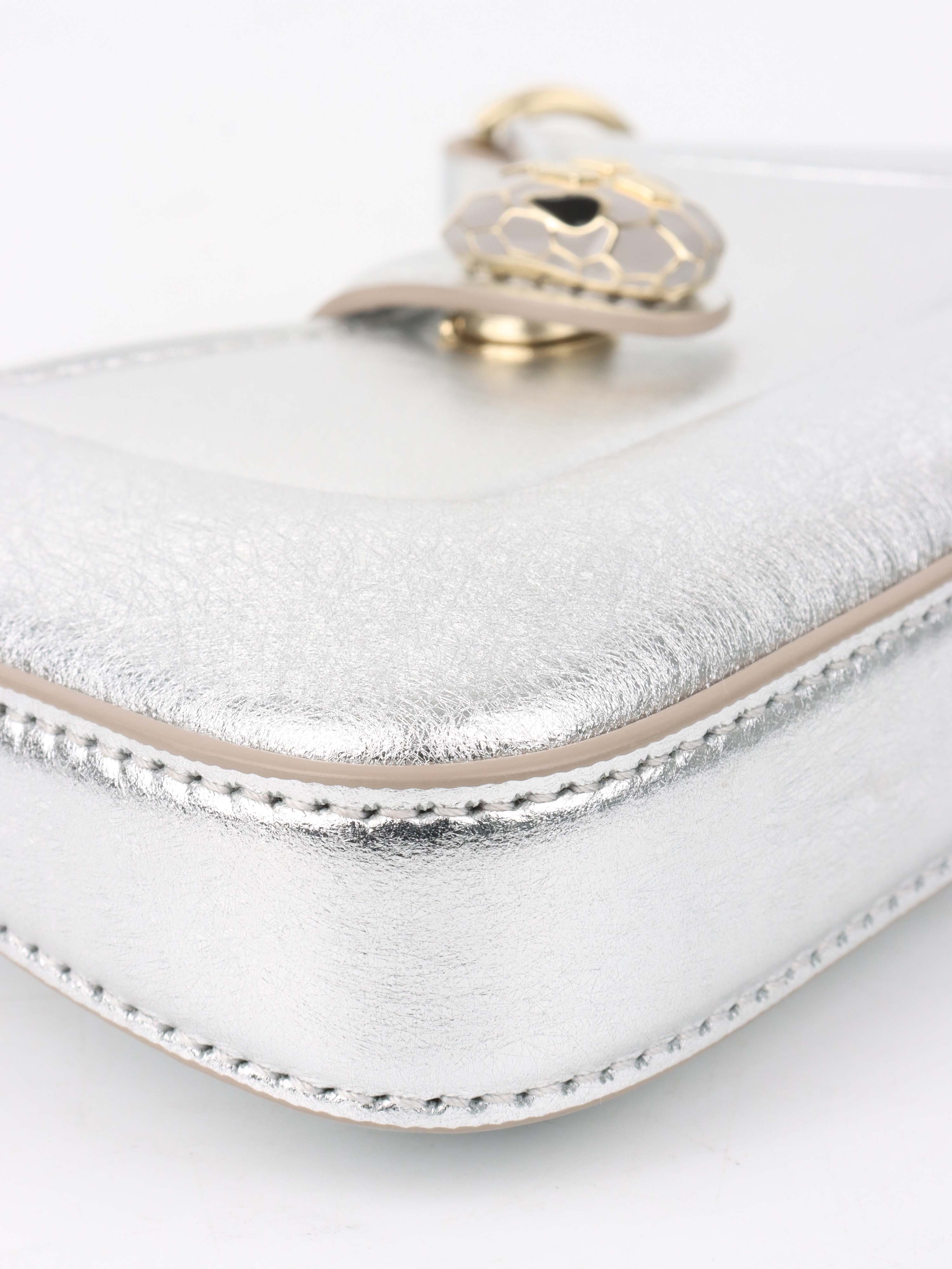 Bvlgari Metallic Silver Mini Serpenti Shoulder Bag - Luxury Designer Crossbody Purse for Women | Perfect for Evening Parties, Date Nights & Special Occasions
