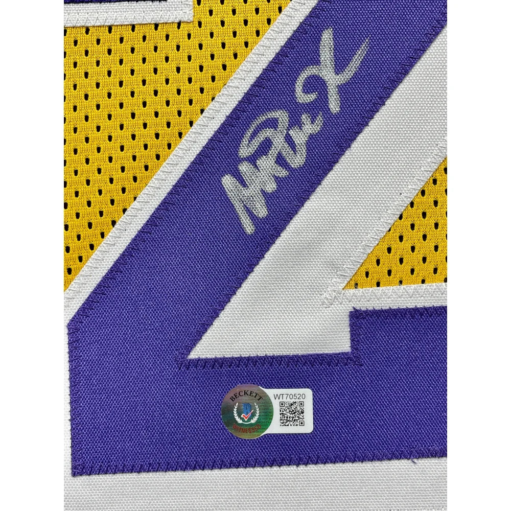 Magic Johnson Autographed Los Angeles Lakers Jersey - Framed NBA Memorabilia with BAS Beckett COA - Perfect for Sports Collectors, Man Cave Decor & Lakers Fan Gifts