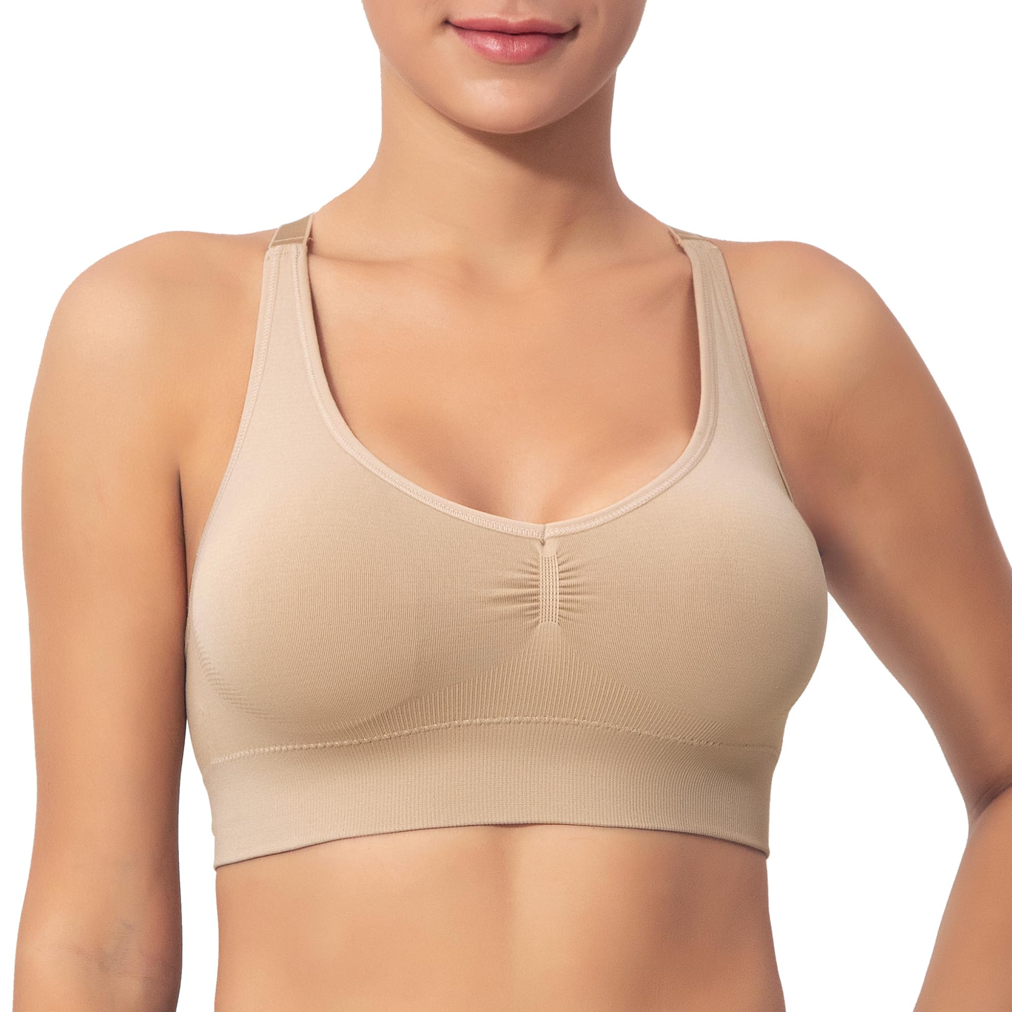 Coobie Seamless Fusion Racerback Sports Bra for Women - Comfortable Workout & Yoga Bra for Running, Gym, and Active Lifestyles
