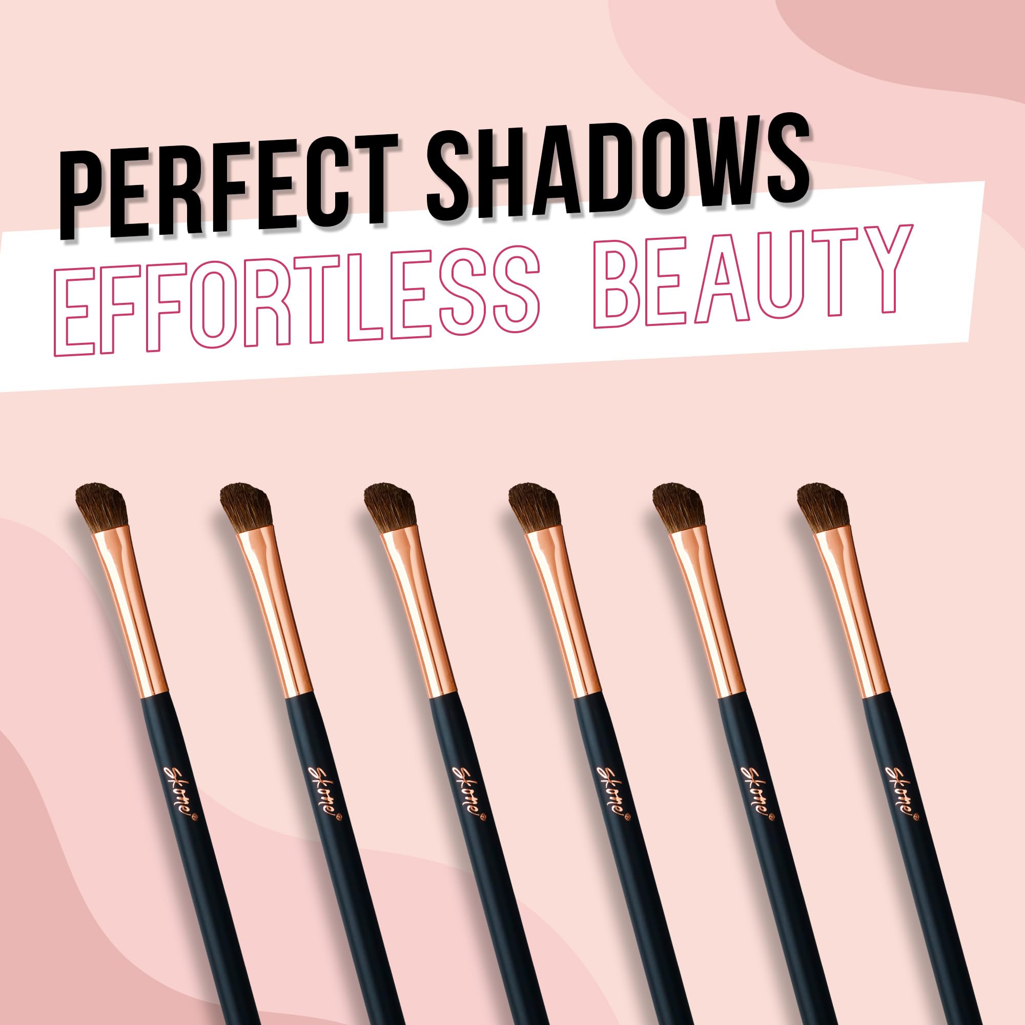 Skone Cosmetics Professional Angled Eyeshadow Brush - Premium Rose Gold & Black Synthetic Bristles - Soft Nylon Angled Shading Brush for Precise Eye Makeup - Perfect for Smokey Eyes, Eyeliner & Contouring