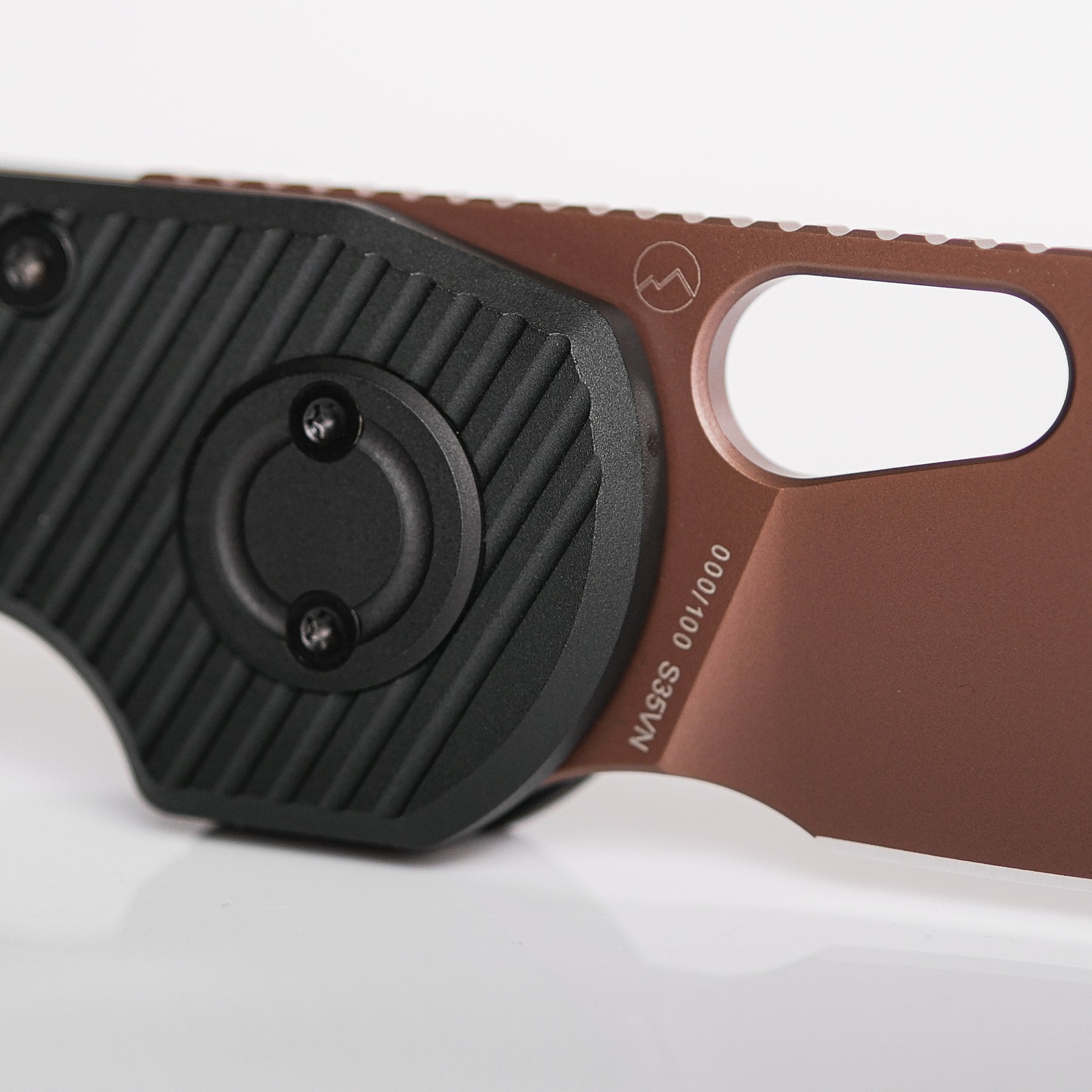 WMK Exclusive Vosteed Ankylo Vanchor Lock Pocket Knife - Black Lined Aluminum Handle, S35VN Steel Copper PVD Blade (Model A1916) - Perfect for EDC, Camping, and Outdoor Adventures