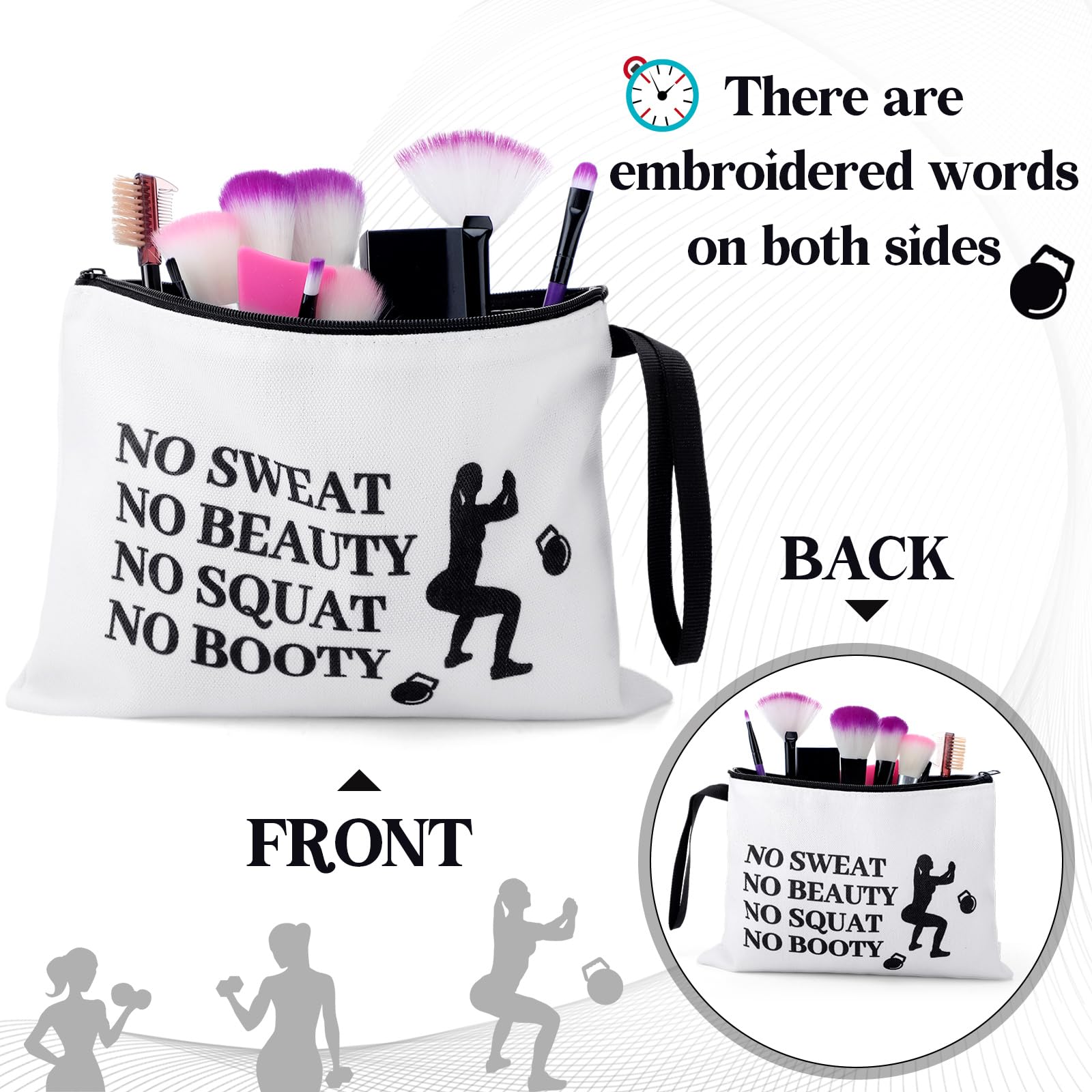 8-Piece Waterproof Gym Makeup Bag Set - Funny Fitness Gifts for Women, Sports Lovers & Bodybuilders - Durable Zipper Pouch for Workout, Travel & Cosmetics Storage - Perfect for Gym, Yoga & Sports Enthusiasts