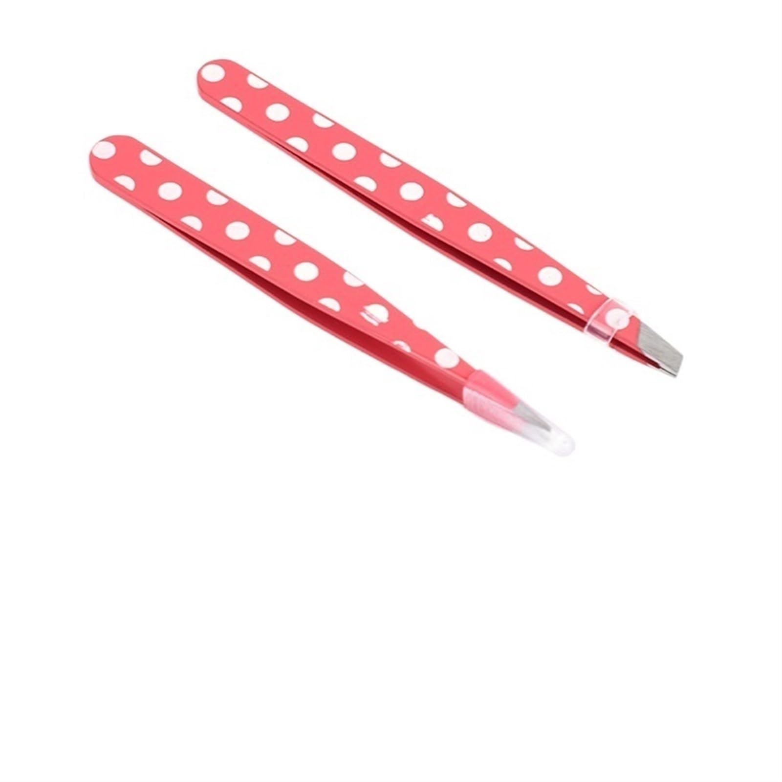 Premium Hair Removal Tweezers Set - Slanted & Flat Tip Eyebrow Tweezers with Pink Dots for Precise Plucking - Perfect for Eyebrow Shaping, Makeup Application & Beauty Routine at Home or Salon