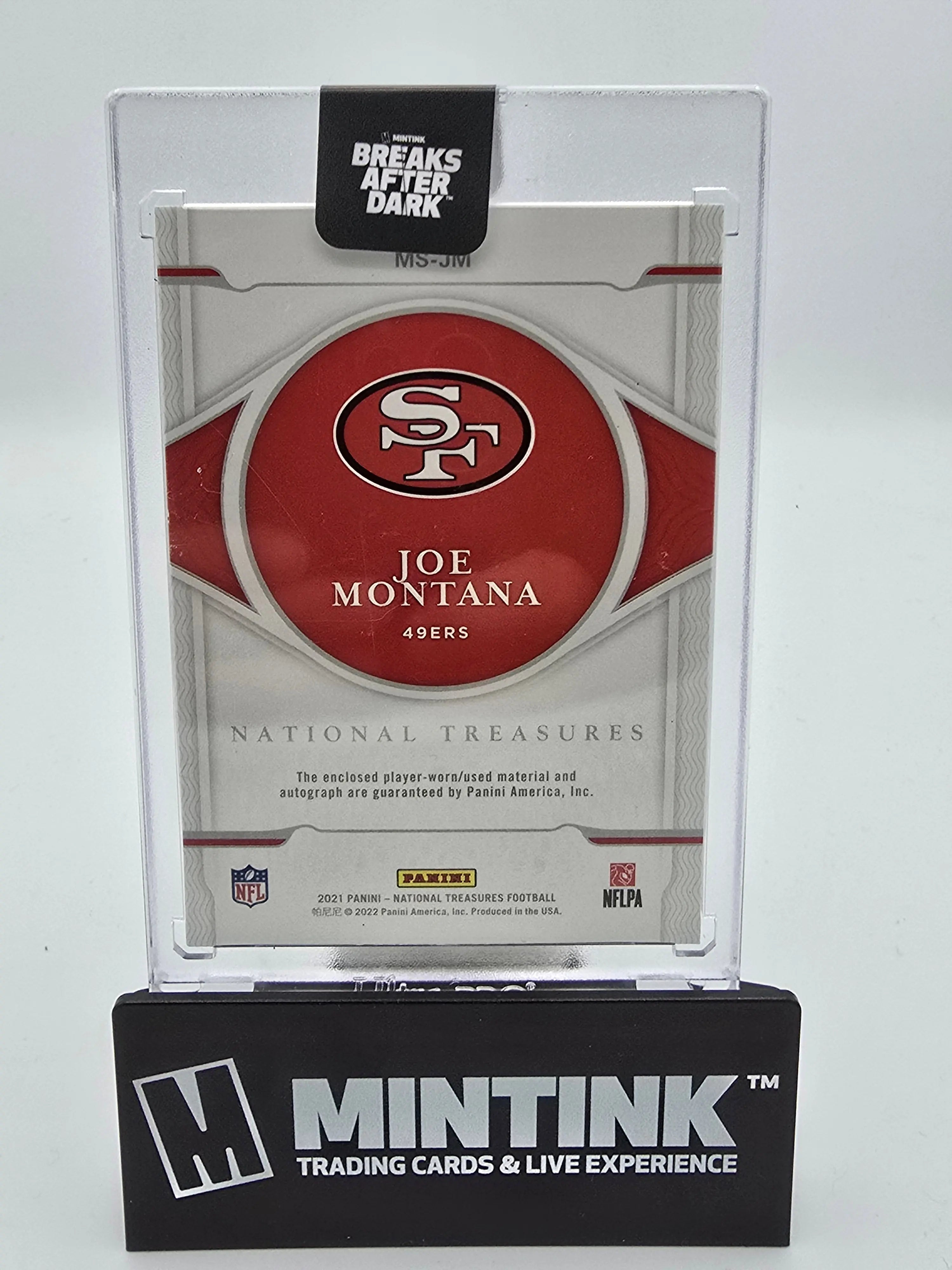 2021 Panini National Treasures Football Joe Montana Patch Auto 48/99 #MS JM - Rare Collectible Sports Card for NFL Memorabilia & Investment Collection