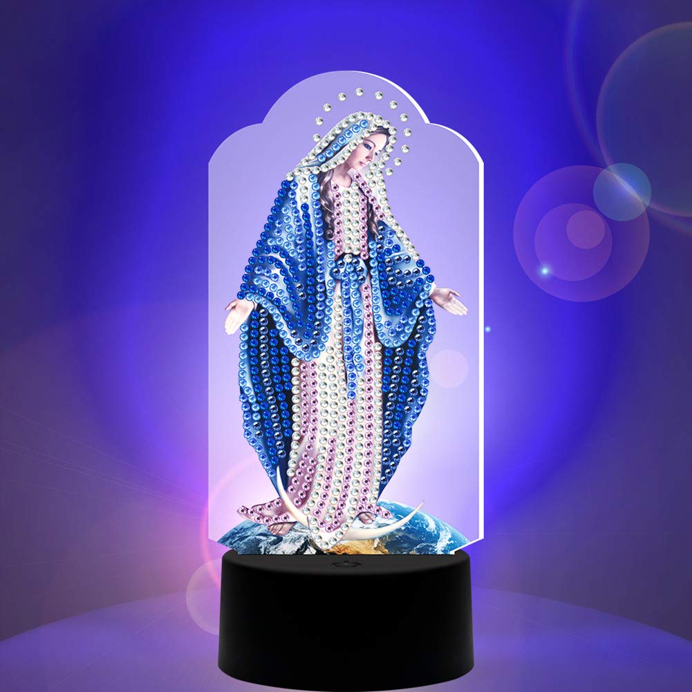 Diamond Painting Night Light - DIY LED Decorative Lamp for Bedroom, Kids Room & Home Decor | Perfect as Bedside Night Light, Gift Idea & Relaxing Craft Project