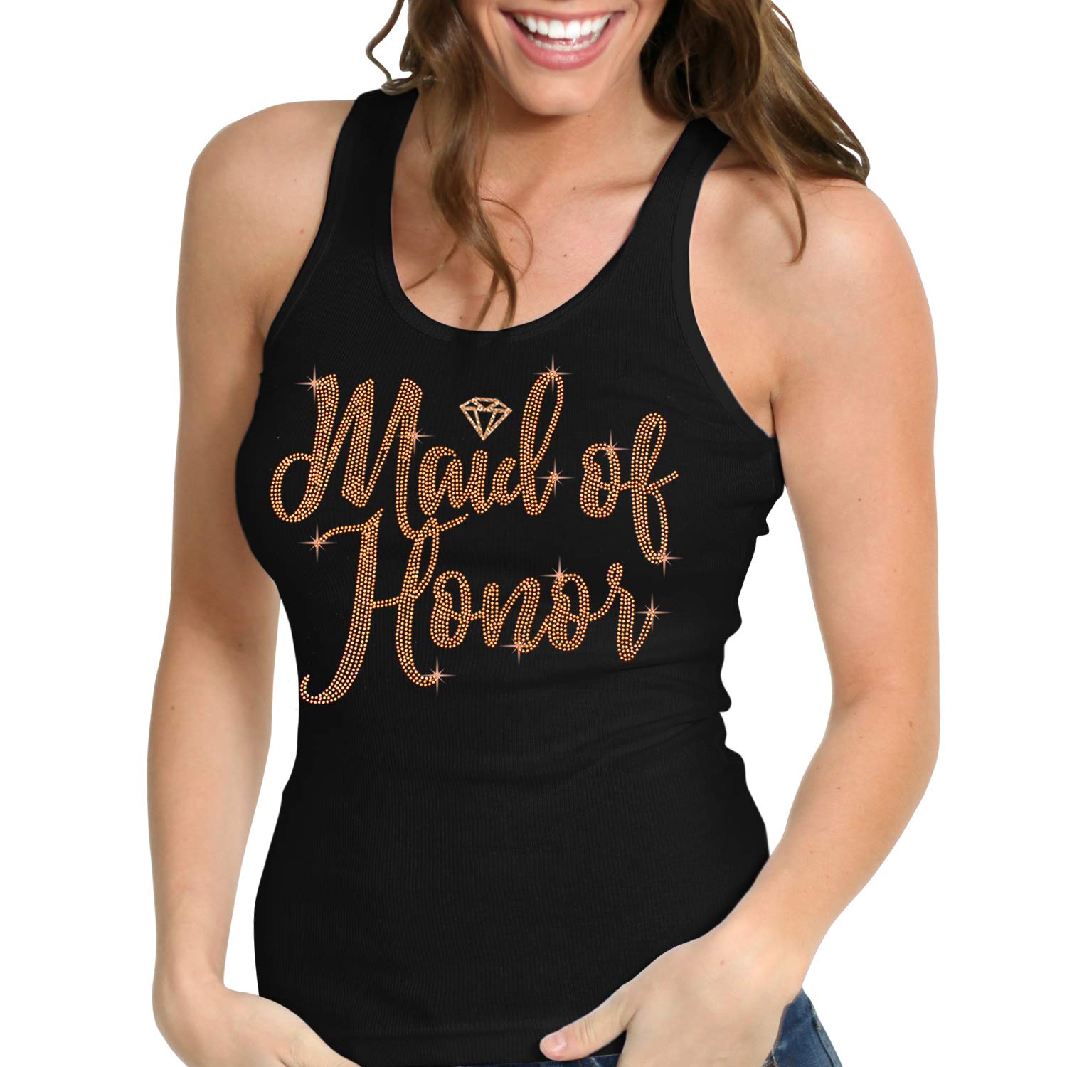 Sparkly Rhinestone Sash Tops for Brides & Bridal Party - Bride, Bridesmaid, Maid of Honor & Bachelorette Crew Tanks | Perfect for Wedding Showers, Bachelorette Parties & Bridal Events